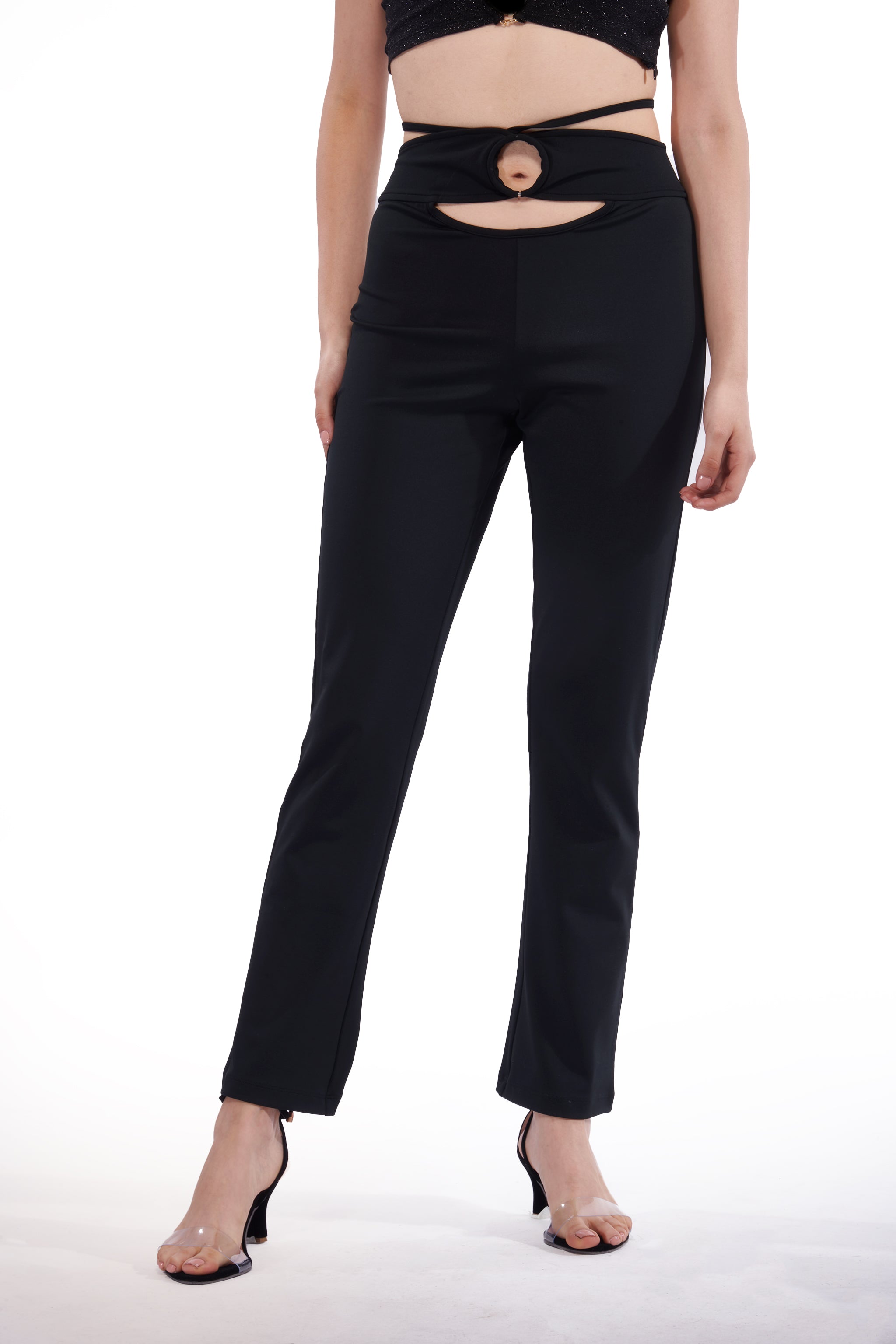 Y2K Cut-out High Waist Pant – Black