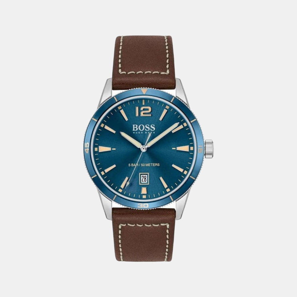 Boss Drifter Men Quartz Blue Dial Analog Leather Watch 1513899
