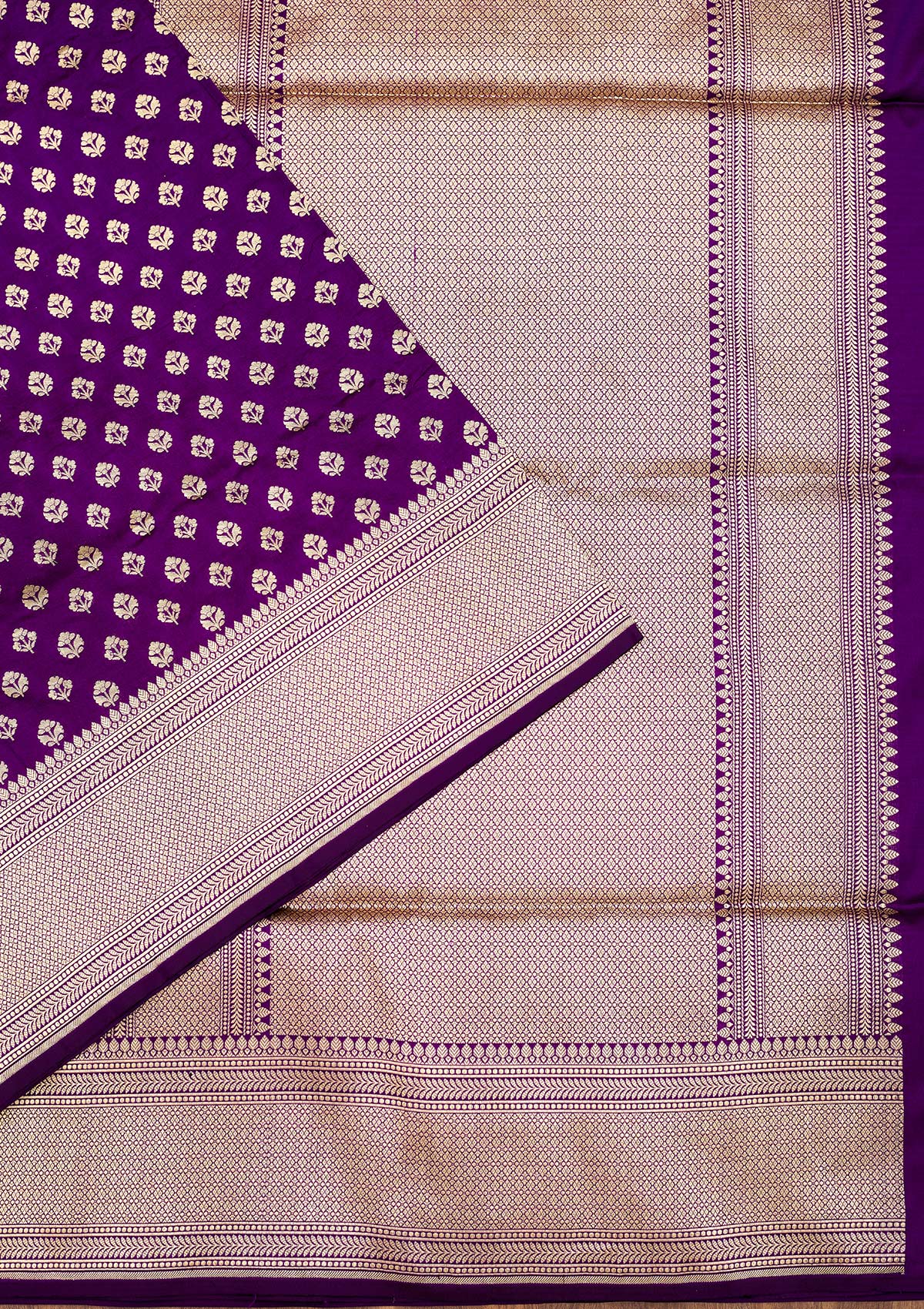 Koskii Purple Zariwork Pure Silk Saree – Women's - view 3