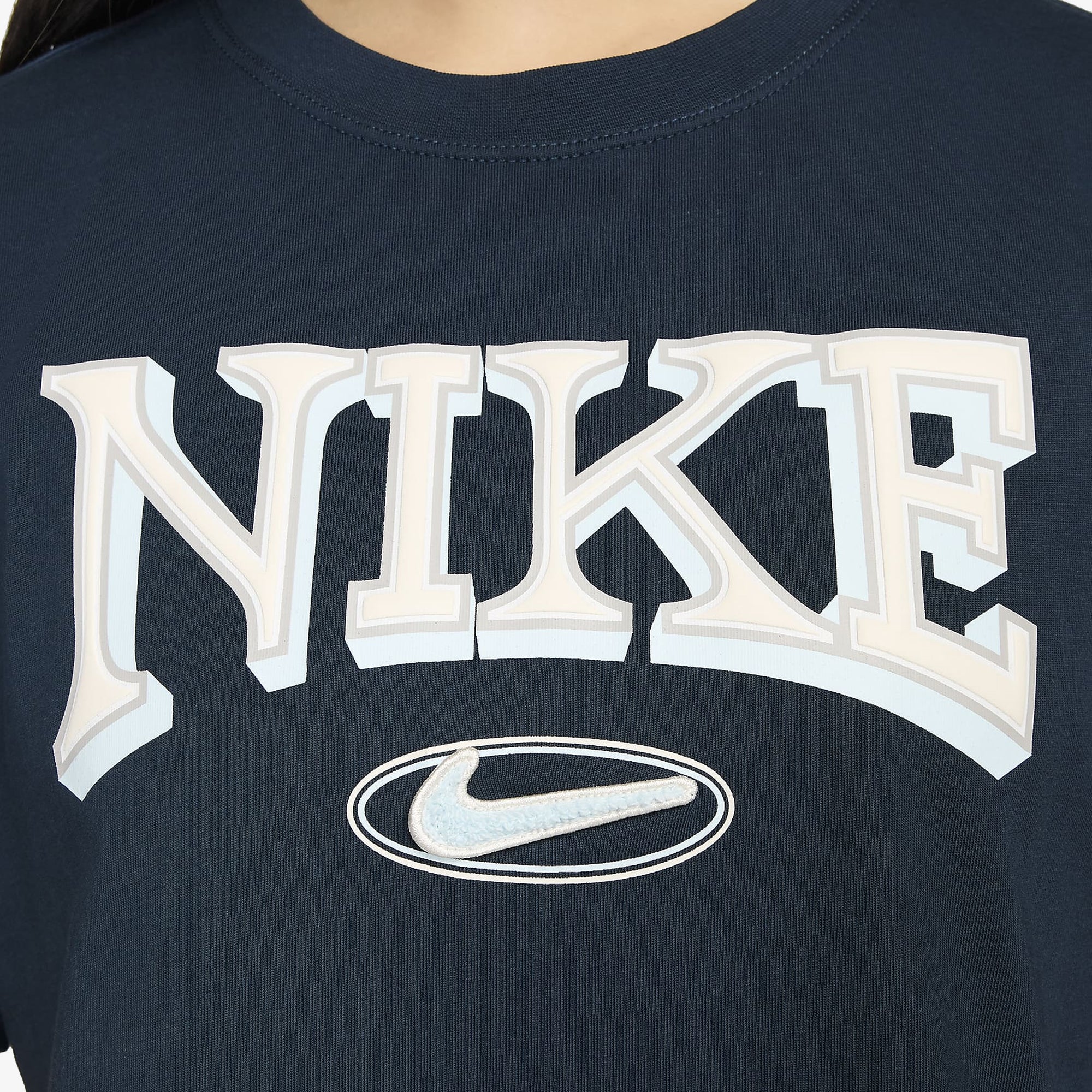 Nike | Sportswear Loose Short-sleeve Cropped T-shirt { Blue - view 4