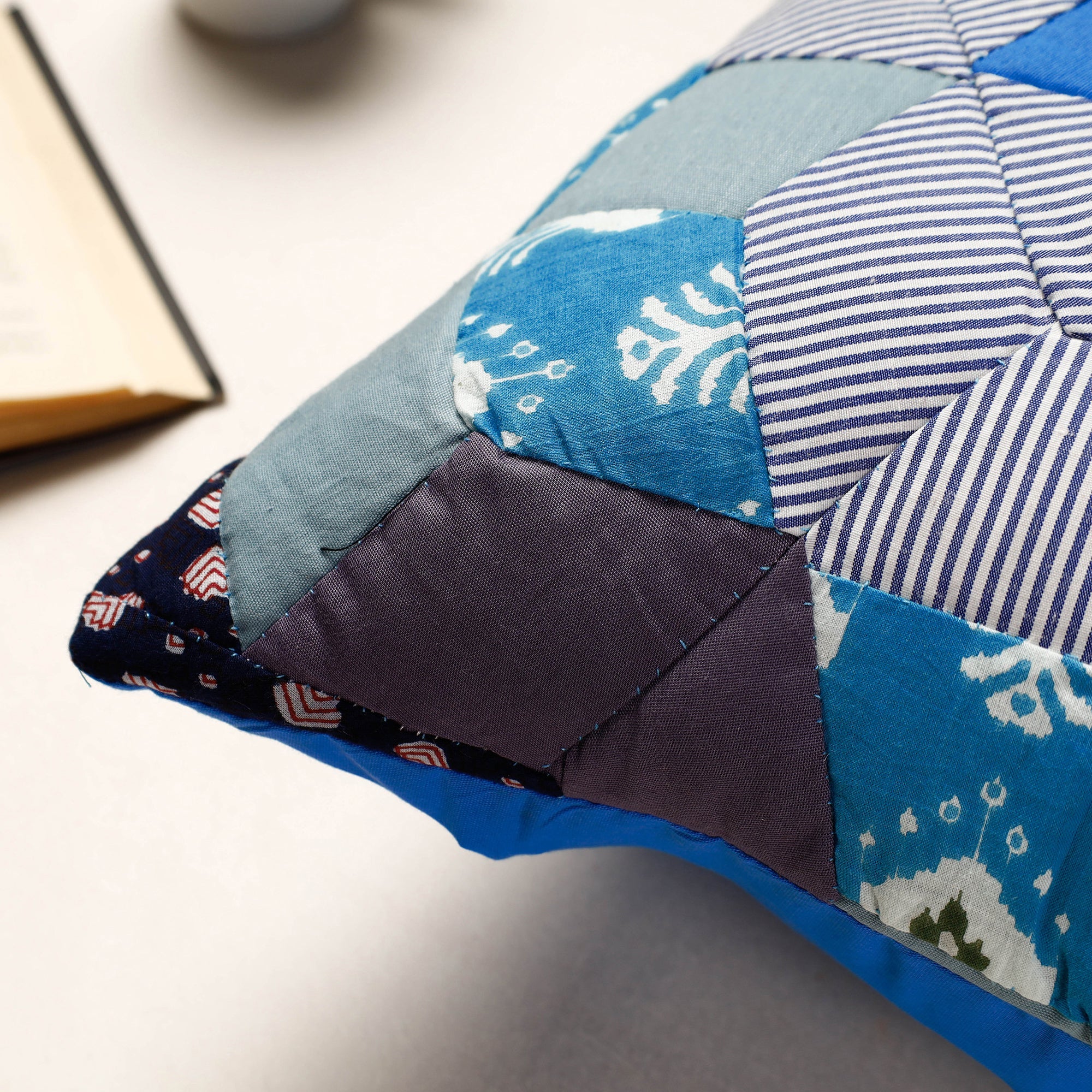 PURKAL STREE SHAKTI SAMITI Blue - Applique Quilted Cotton Cushion Cover (16 x 16 in) - view 3