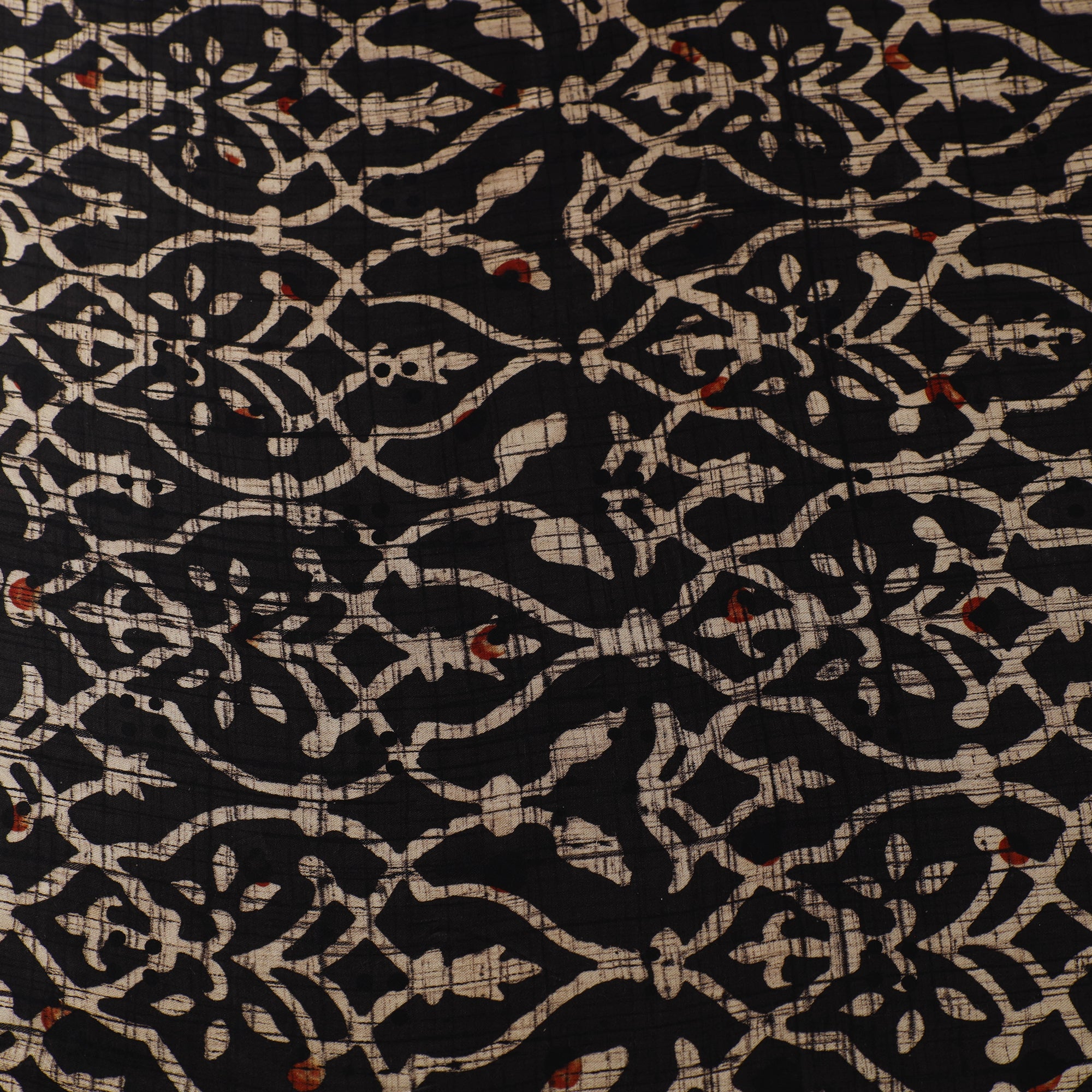 AJRAKH BY JABBAR KHATRI Black - Ajrakh Block Printed Modal Silk Fabric from Kutch 22 - view 4