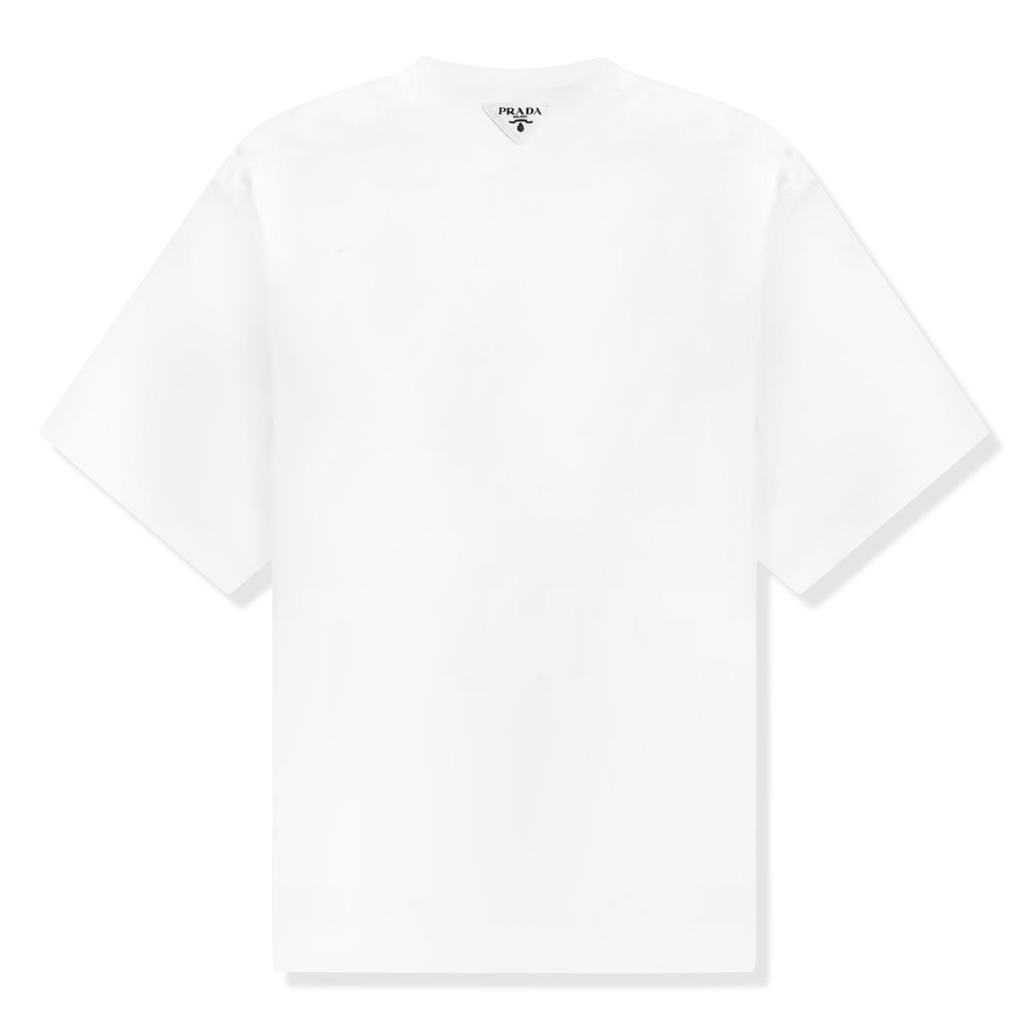 Prada Cotton Triangle Logo Print White T Shirt - view 2