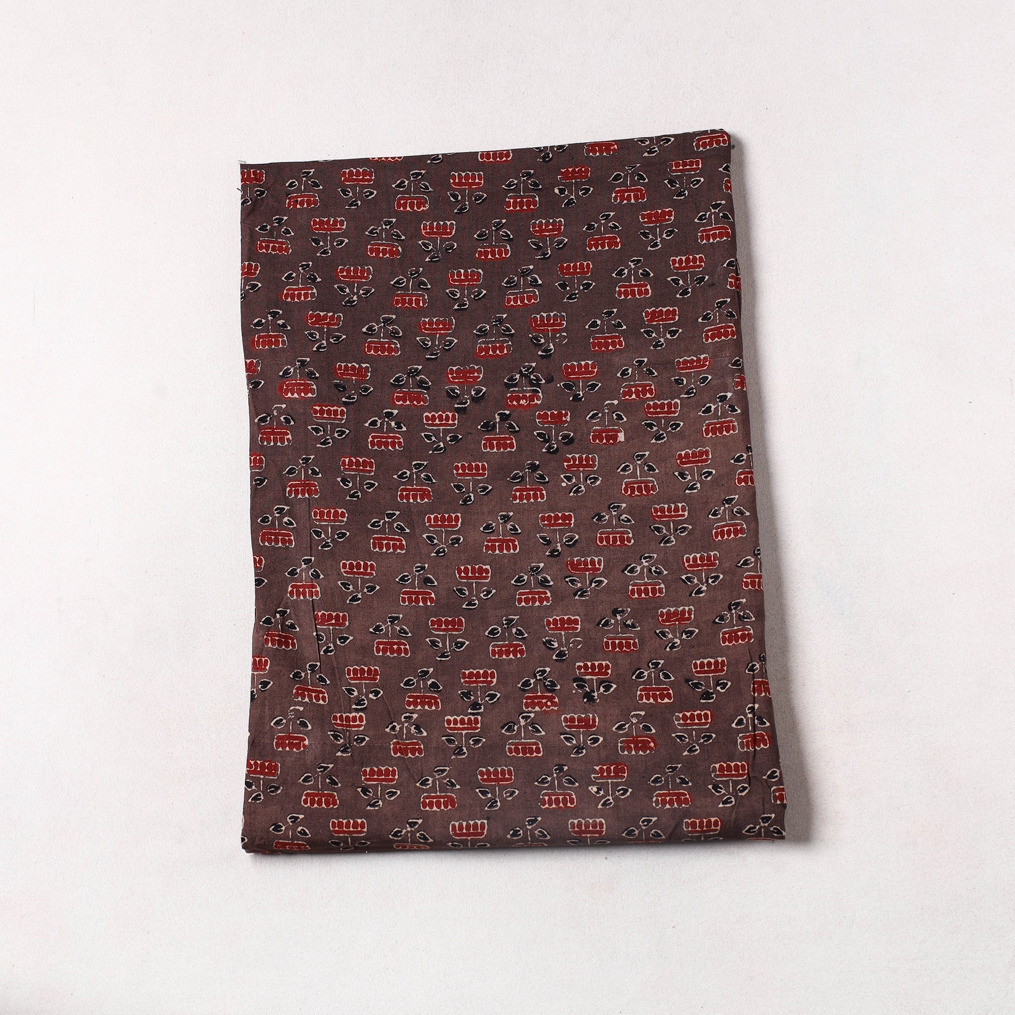 KACHCHH JI CHHAAP Brown - Ajrakh Block Printed Cotton Precut Fabric (0.7 meter) 08