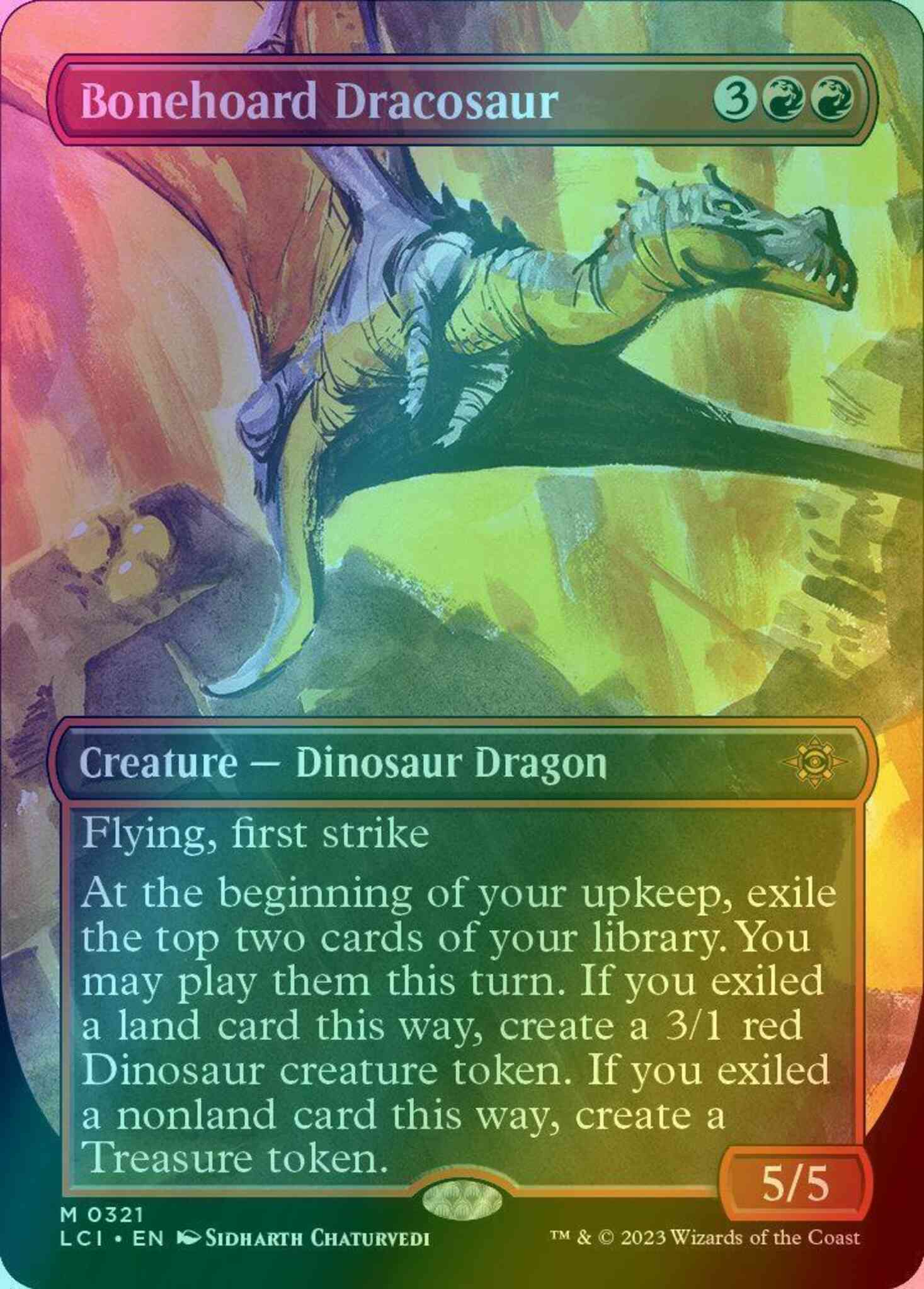 Bonehoard dracosaur 321 – Magic Bonehoard Dracosaur [321] [Borderless] [The Lost Caverns of Ixalan] [Foil]