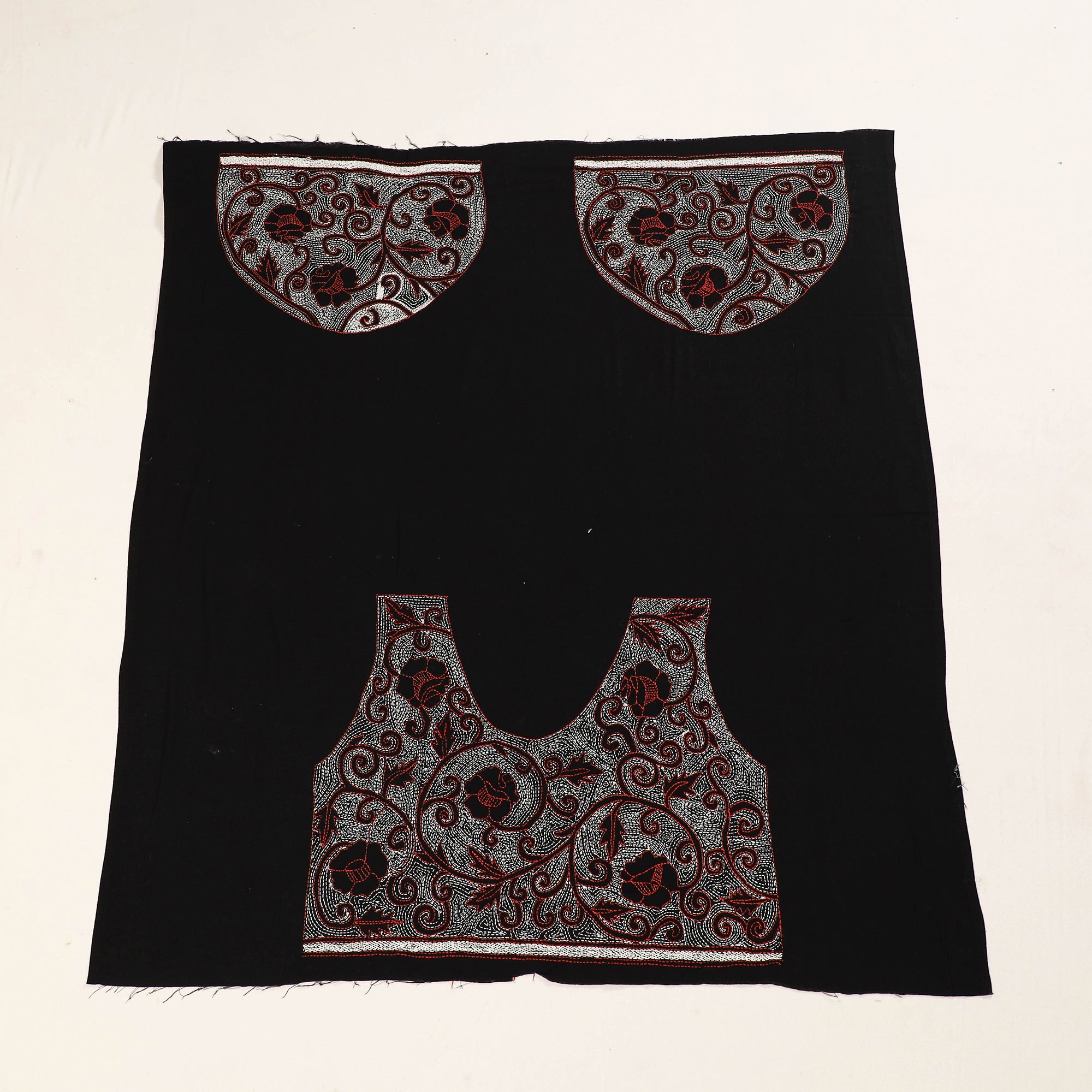KHUSHBASH - HAPPY LOOM OF EAST Black - Bengal Kantha Embroidery Cotton Blouse Piece 50 - view 2