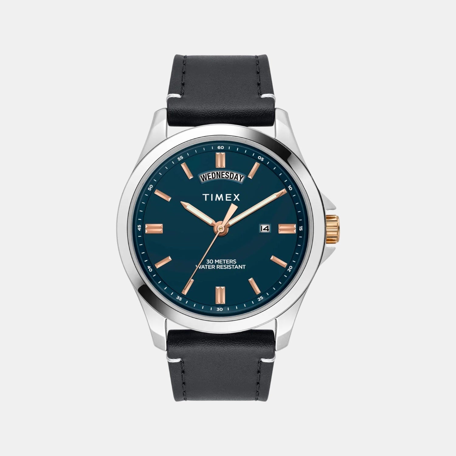 Timex Fashion Men Quartz Green Dial Analog Leather Watch TW000X139