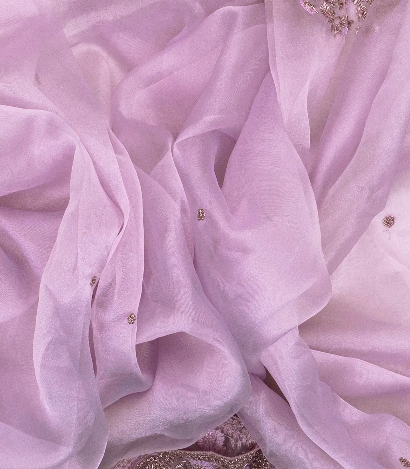 RmKV Lavender Woven Banarasi Glass Tissue Saree Embroidered With Floral Motifs - view 5