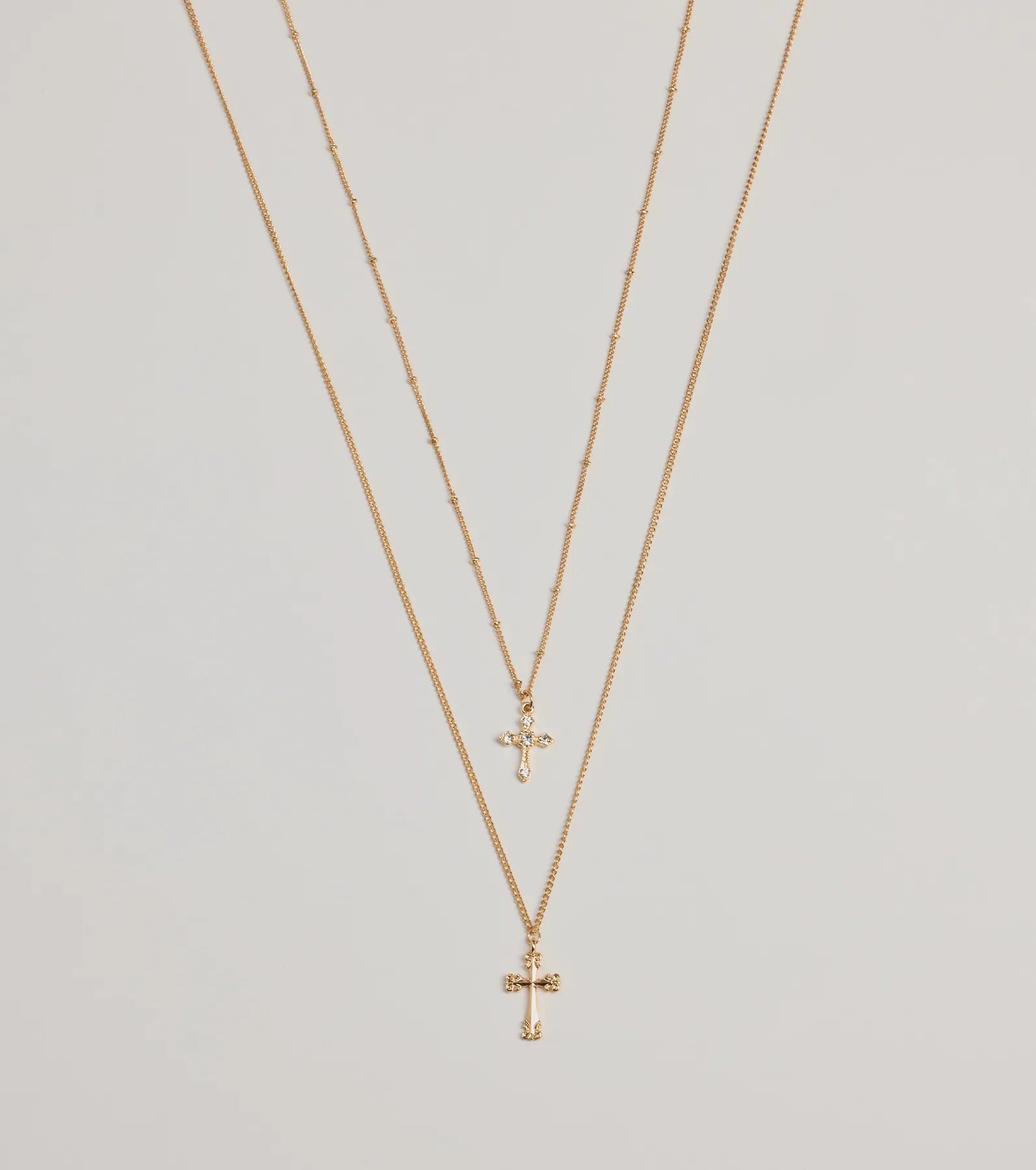 Windsor Joyful Glam Layered Cross Charm Necklace