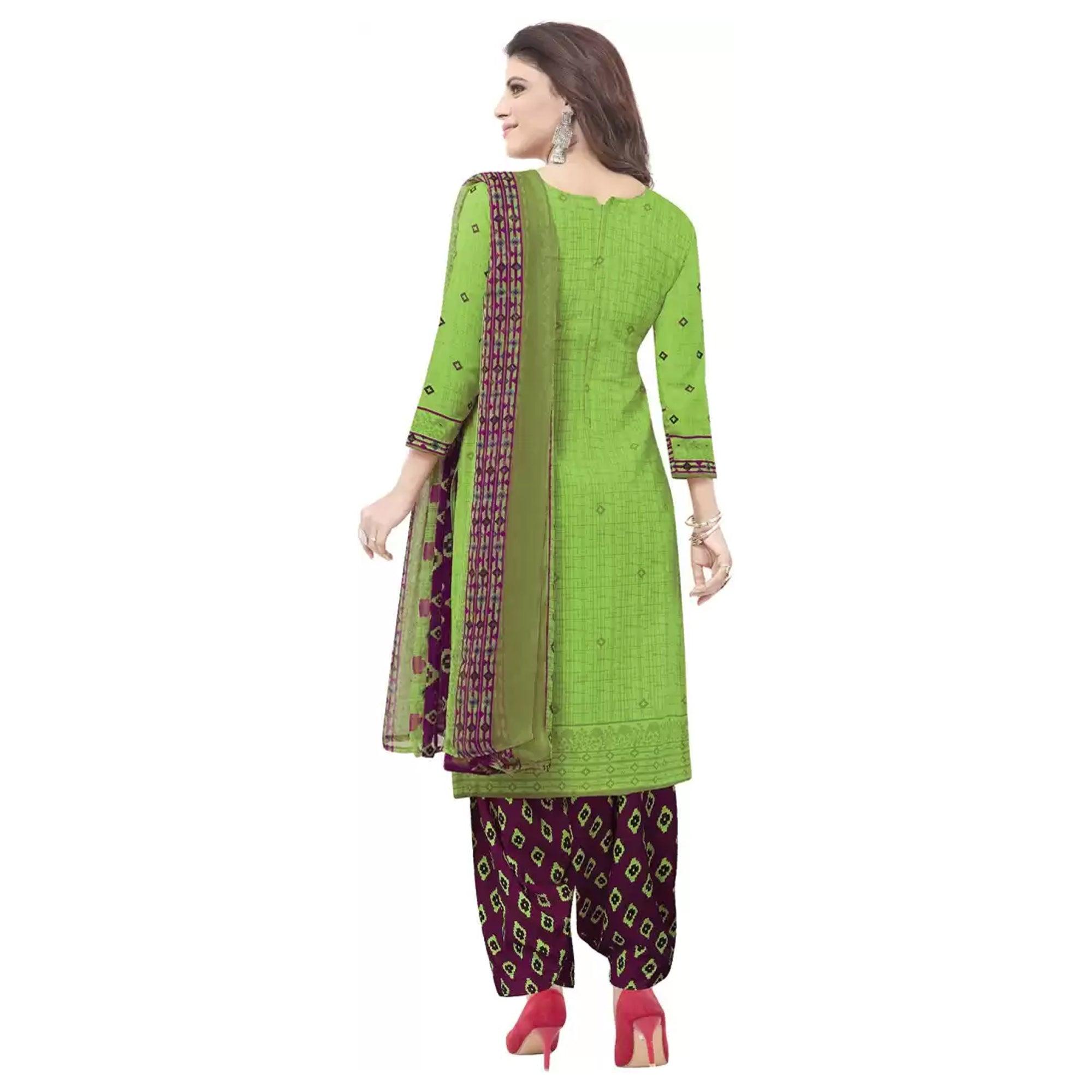 BlackTree green-casual-wear-printed-leon-patiala-dress-material-132053 - view 4