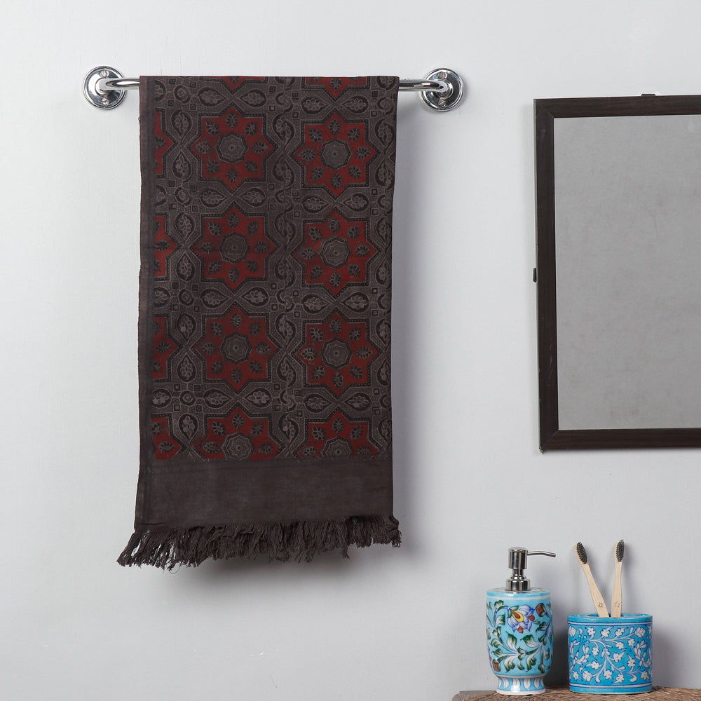 KACHCHH JI CHHAAP Brown - Block Print Cotton Ajrakh Handloom Towel