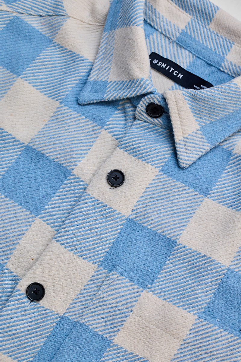 SNITCH Blue Flannel Checks Overshirt - view 2