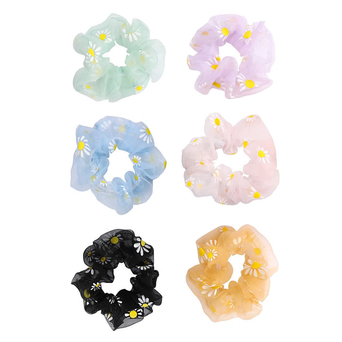 Yellow Chimes Scrunchies for Women Hair Accessories for Women 6 Pcs Net Fabric Scrunchies Set Rubber Bands Multicolor Scrunchie Ponytail Holders Hair - view 4