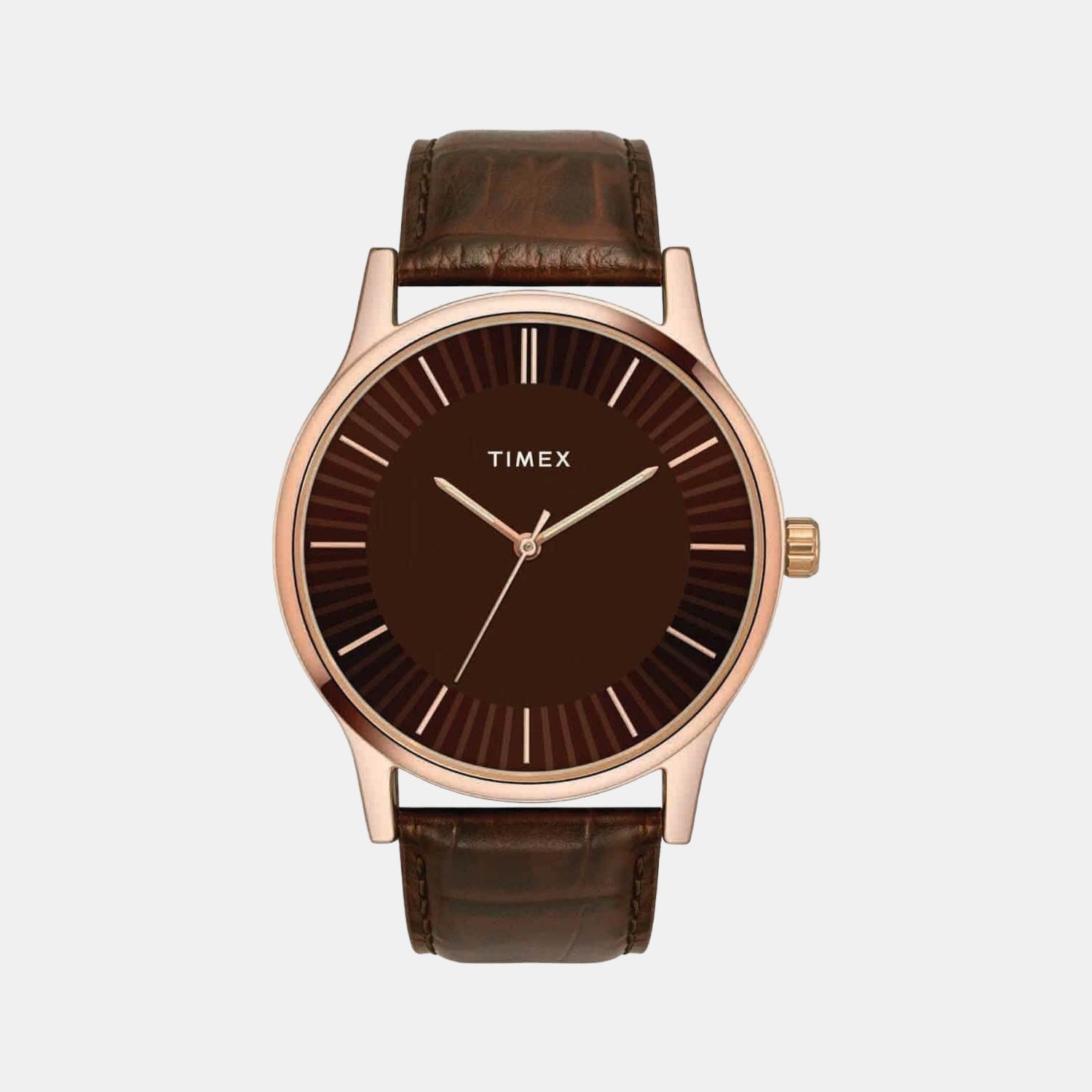Timex Fashion Men Quartz Brown Dial Analog Leather Watch TW0TG8300