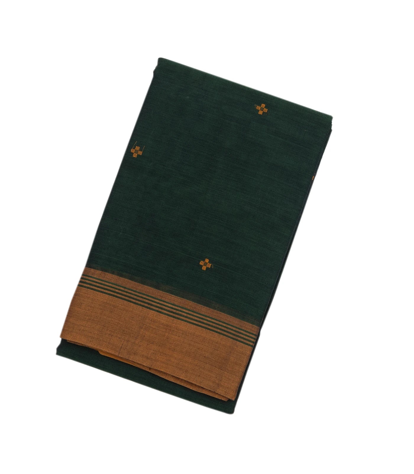 RmKV Bottle Green Handloom Rasipuram Cotton Saree With Plus Buttas