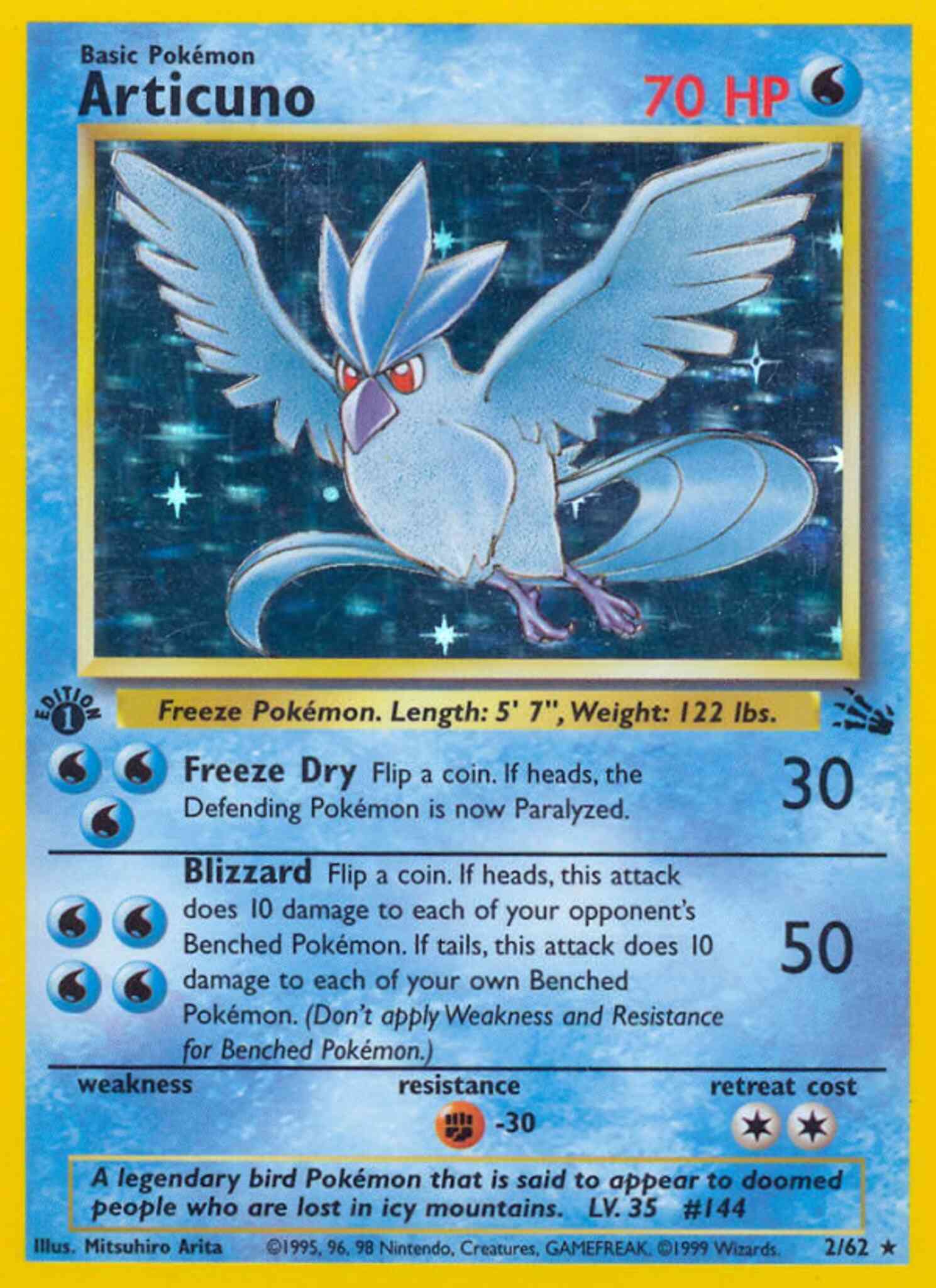 1st edition base3-2 – Pokémon Articuno - 2/62 - Rare - 1st Edition [base3-2] [Holo]