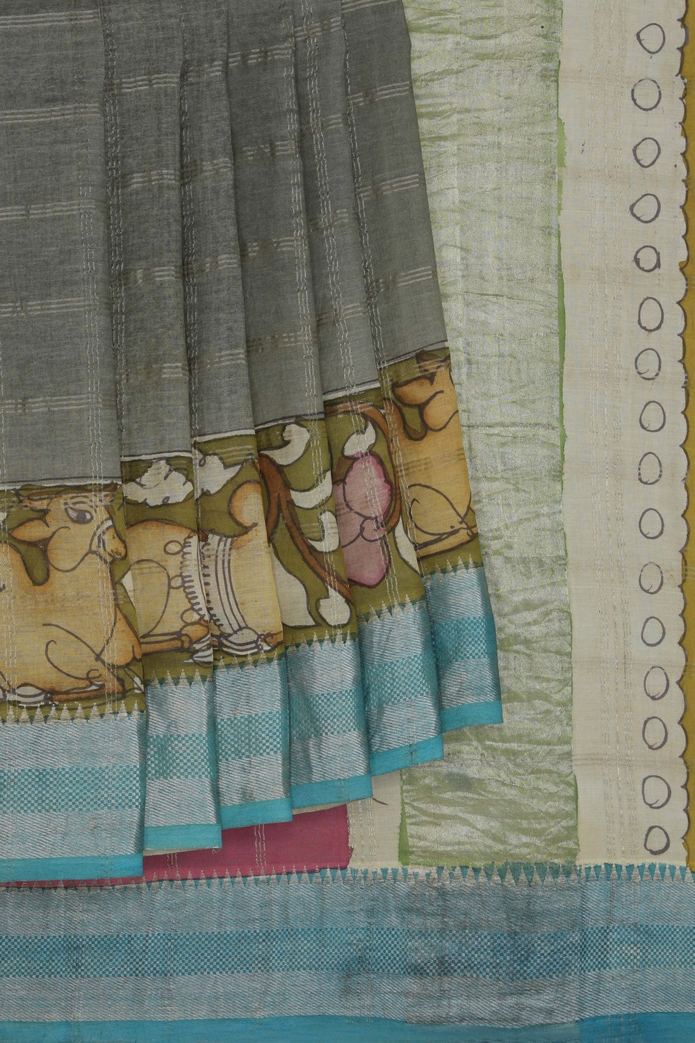 Kalanjali Kalamkari Painted Saree With Natural Dyes.