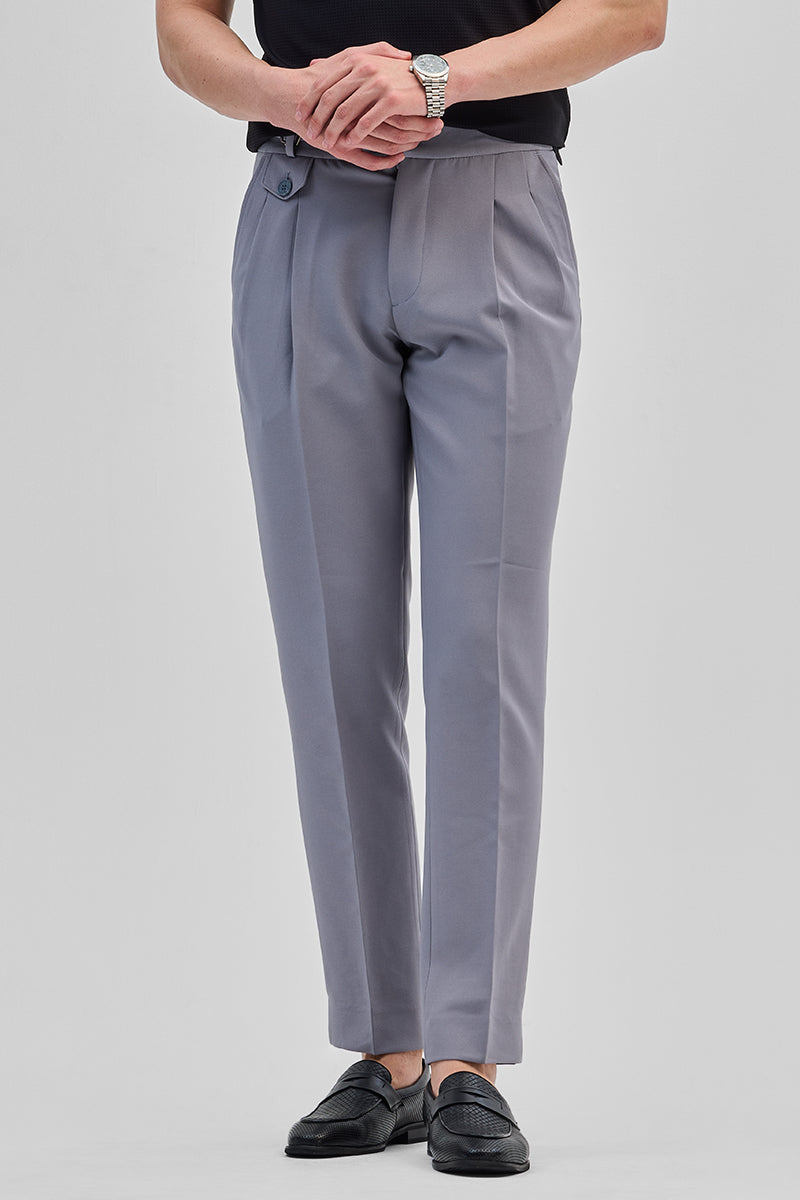 SNITCH Light Grey Slim Fit Gurkha Trousers