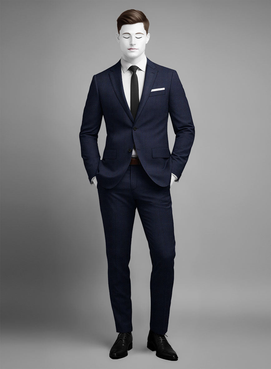 StudioSuits Napolean Alda Gingham Blue Wool Suit