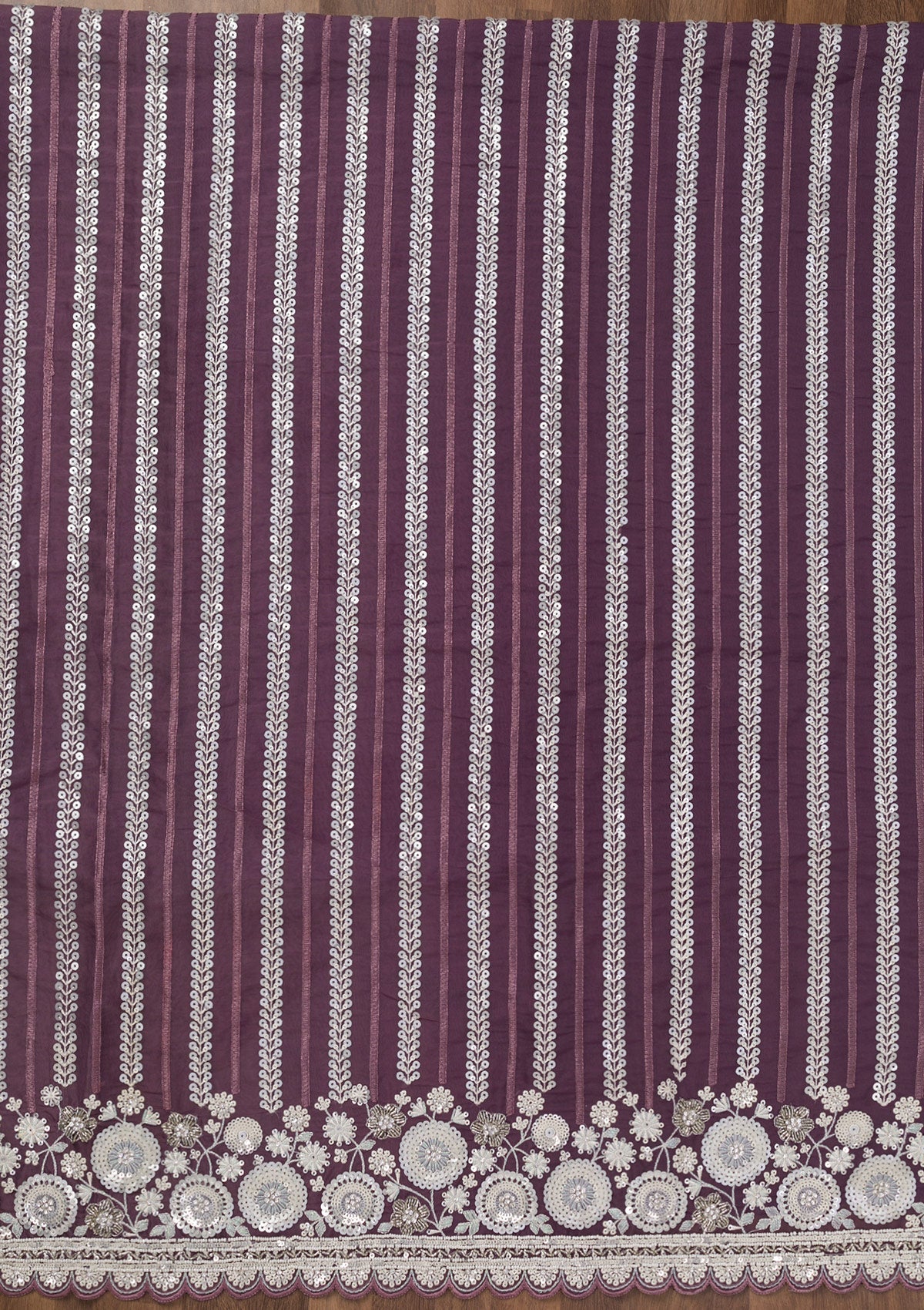 Koskii Purple Threadwork Tissue Unstitched Salwar Suit - view 4