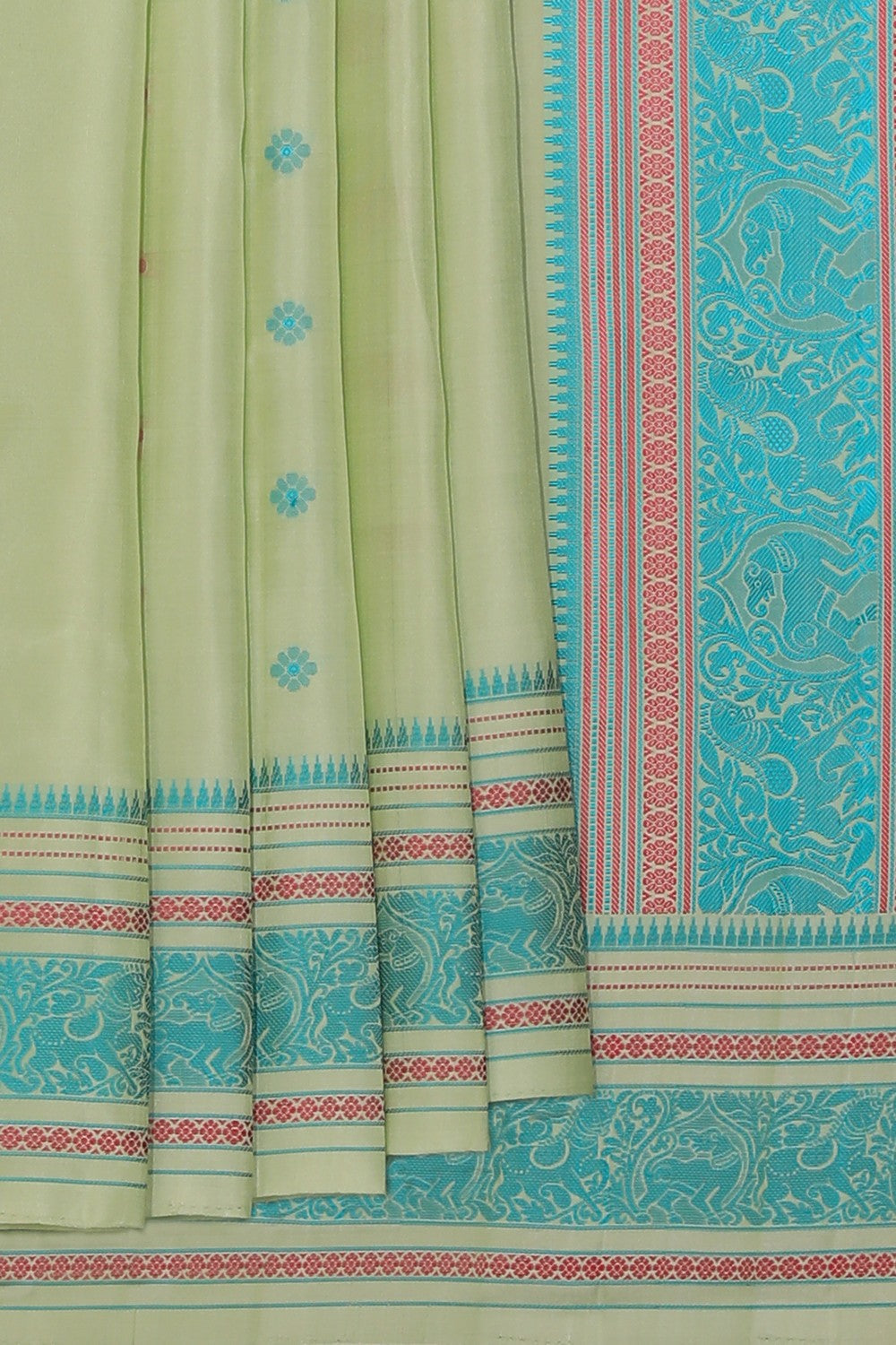 Kalanjali Kanchi Silk Mint Green Saree – Women's