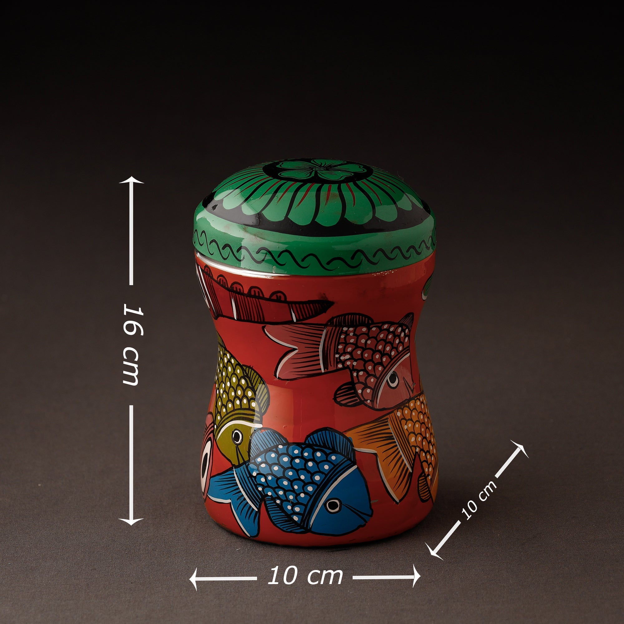 AAYAAS Bengal Patua Handpainted Stainless Steel Multi Utility Container - view 4