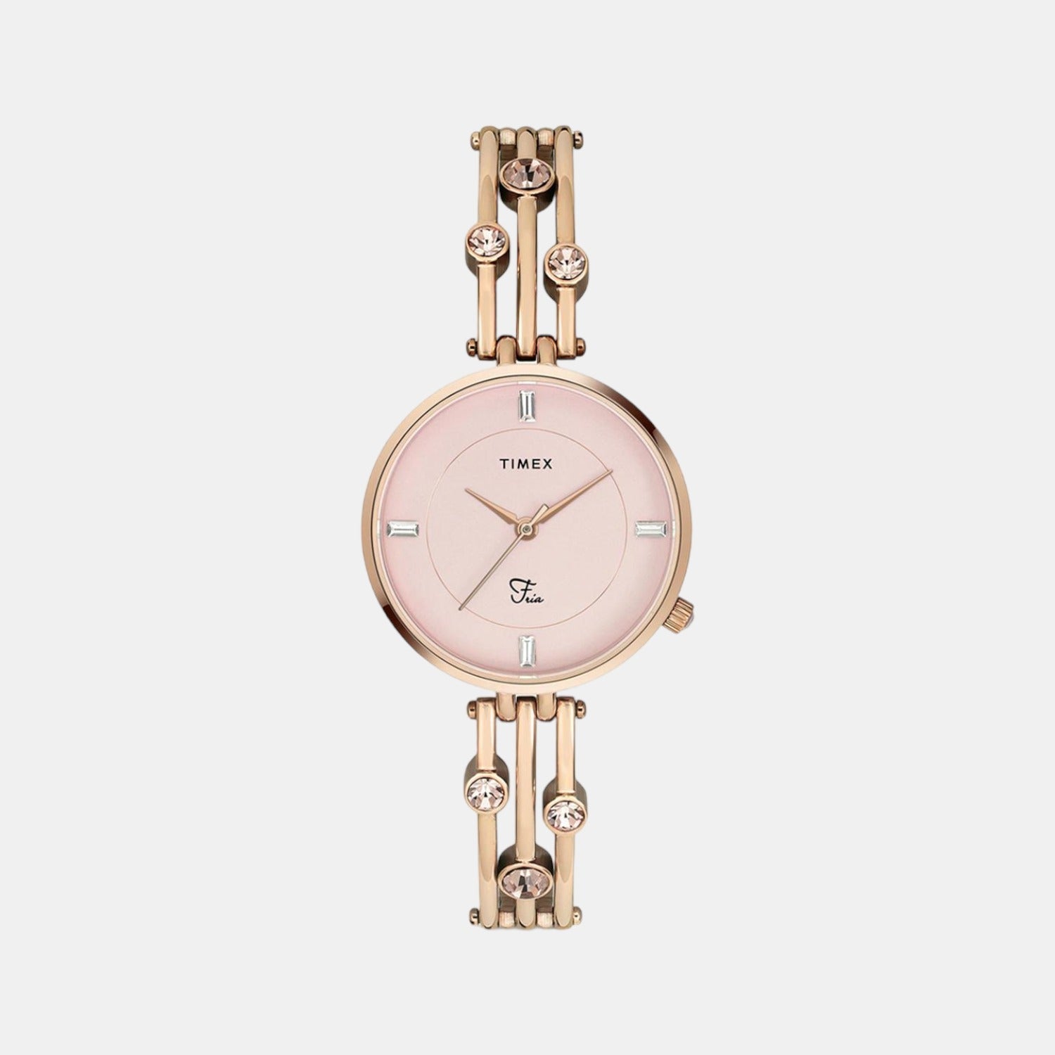 Timex Fria Women Quartz Pink Dial Analog Stainless Steel Watch TWEL16001