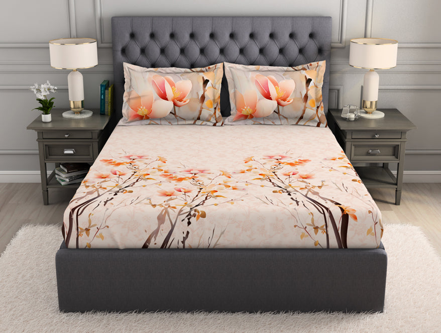 100 cotton – Spaces India Ornate Beige 100% Cotton King Size Bedsheet Organic Cotton - By Spaces