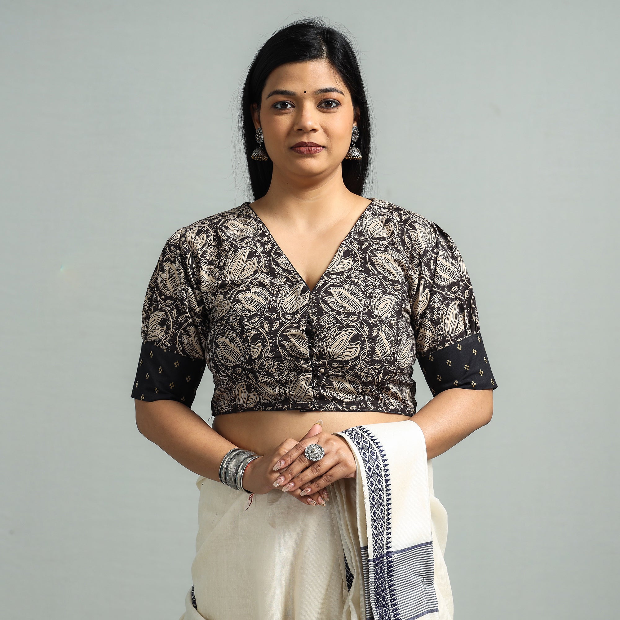 ITOKRI CASUALS Black - Kalamkari Printed Cotton Stitched Blouse - view 2