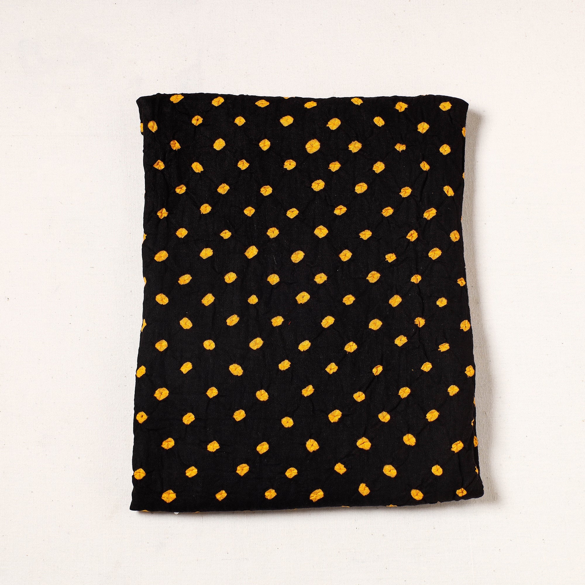 KACHCHH JI CHHAAP Black - Kutch Bandhani Tie-Dye Satin Cotton Precut Fabric