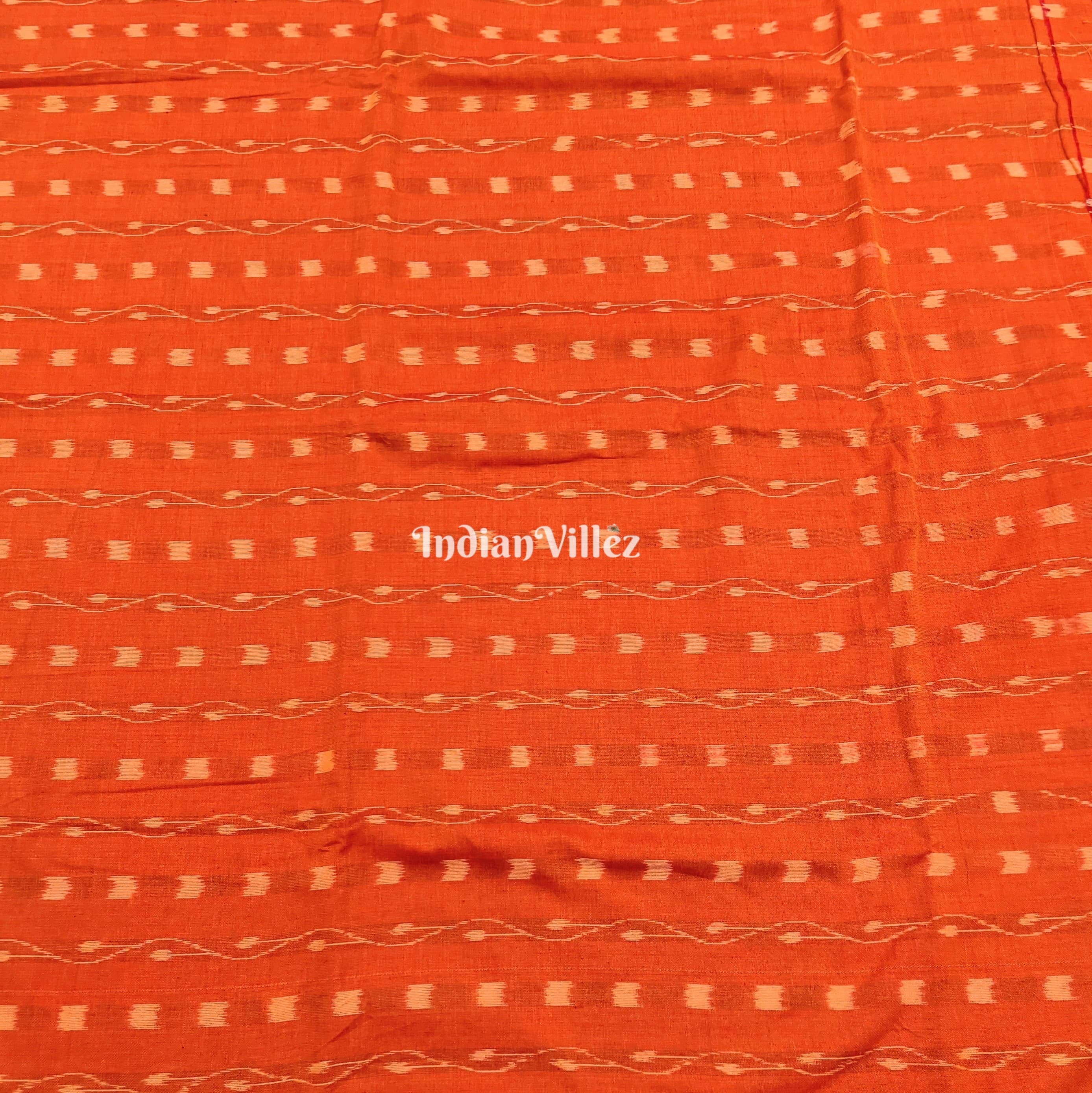 IndianVillèz Orange Tipa Design Sambalpuri Ikat Cotton Fabric - view 2
