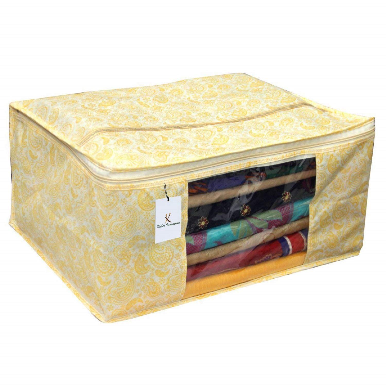 Kuber Industries Metallic Kerry 9 Piece Non Woven Saree Cover, Large, Gold-CTKTC14070 - view 2