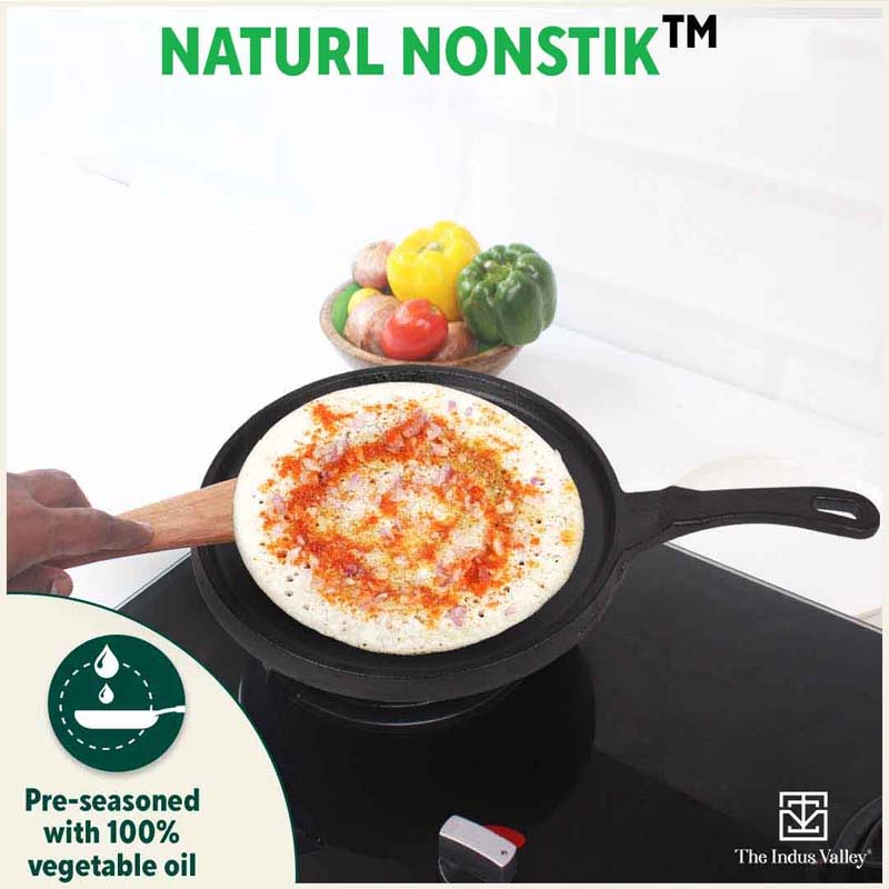 The Indus Valley CASTrong Cast Iron Tawa,Pre-seasoned, Nonstick, 100% Pure, Toxin-free, Induction, 25.5cm, 2.2kg - view 8