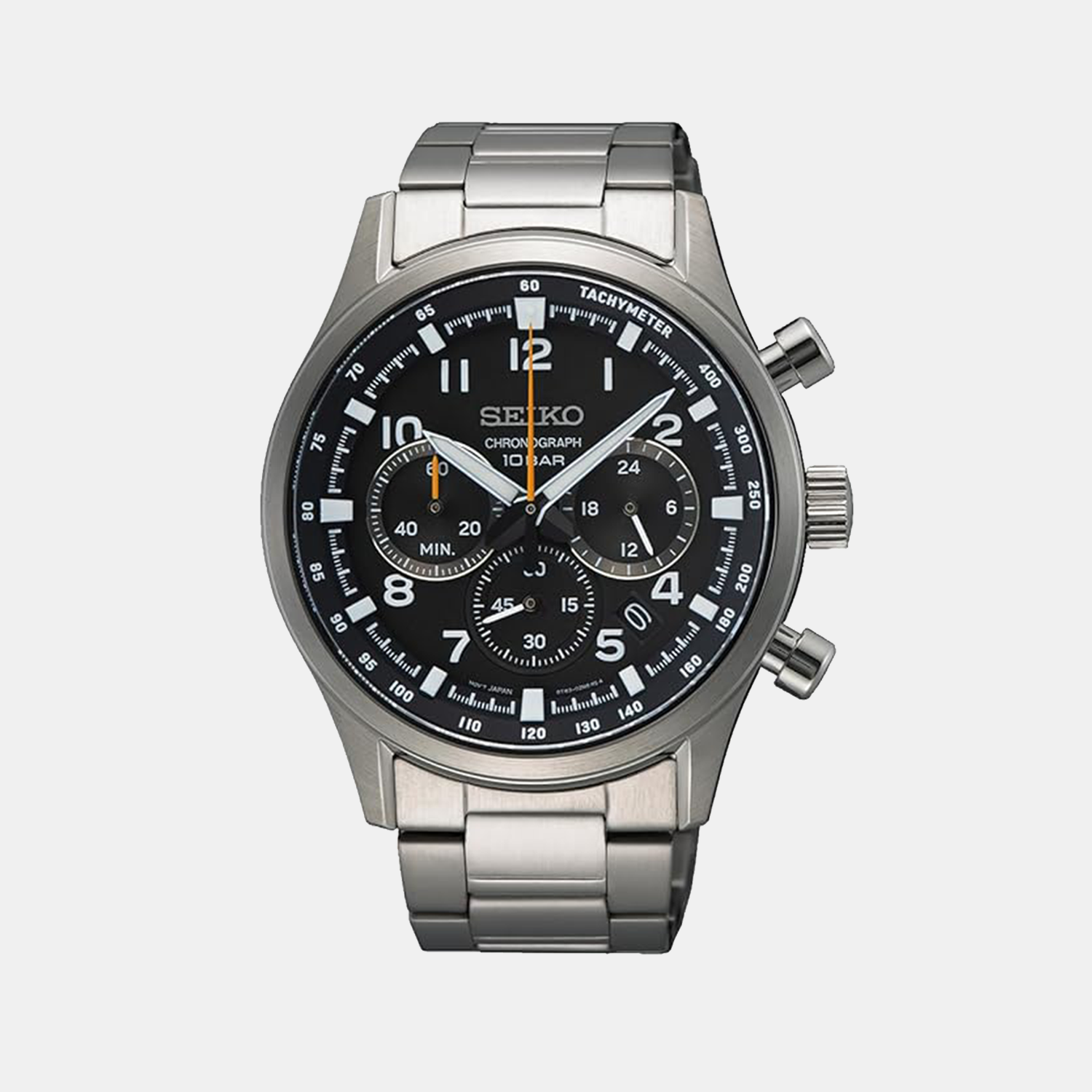 Seiko Dress Men Quartz Black Dial Chronograph Stainless Steel Watch SSB447P1