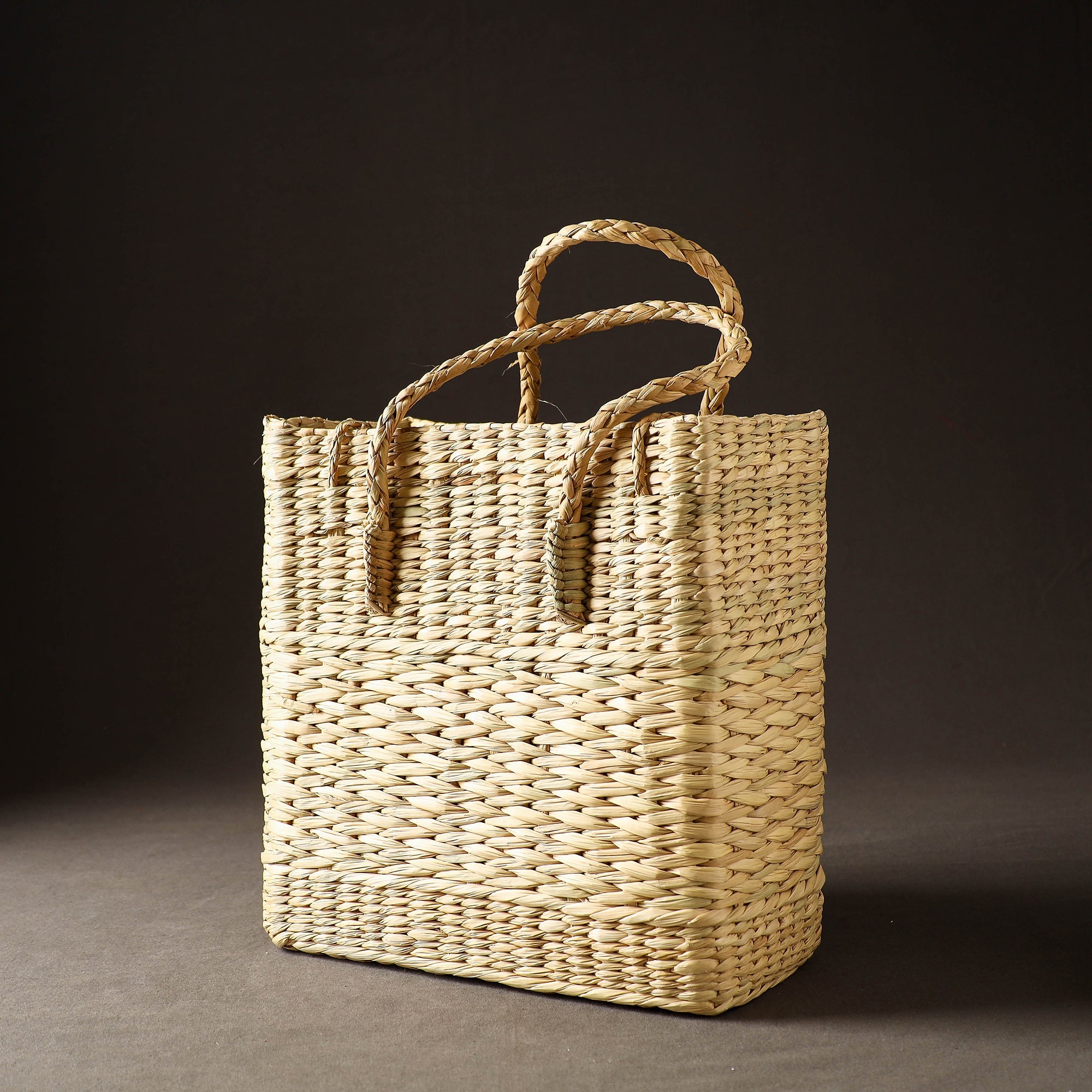 ITOKRI CRAFTS INITIATIVE Beige - Handcrafted Natural Water Reed Embroidered Shopping Bag - view 4
