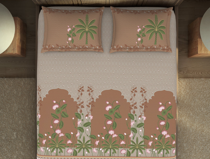 Spaces India Pichwai Ornate Light Orange 100% Cotton King Size Bedsheet - Rangana by Spaces - view 3