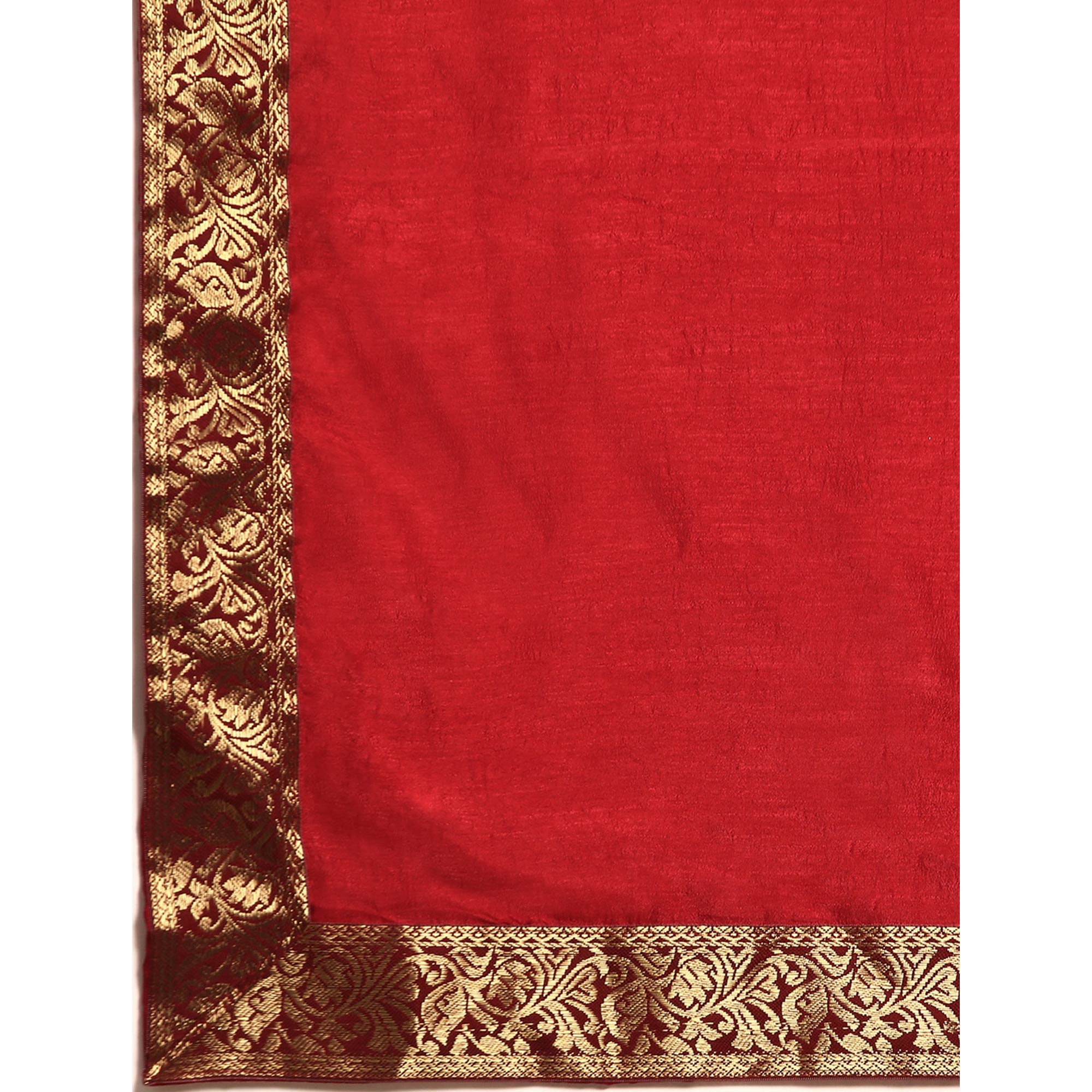 Peachmode Maroon Solid Vichitra Silk Saree With Fancy Zari Border - view 6