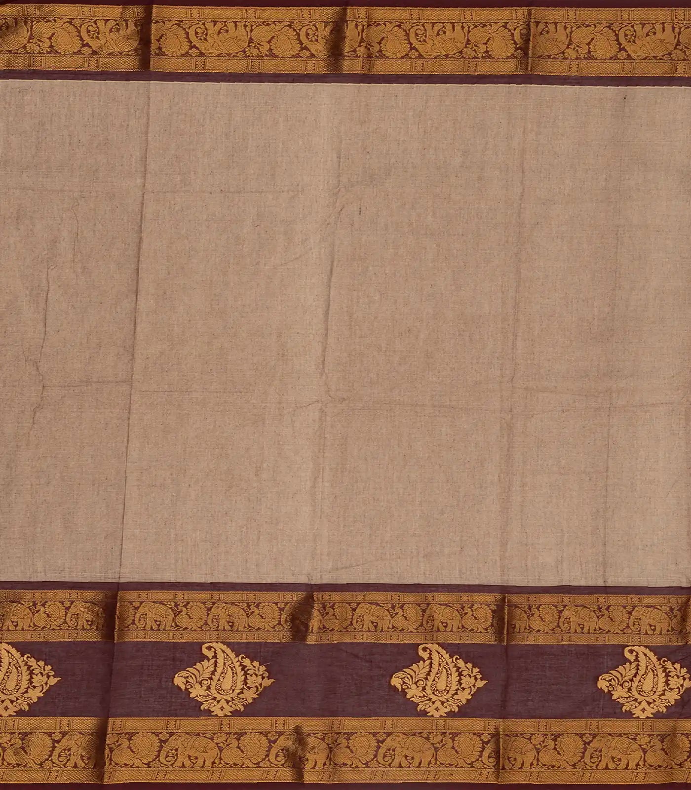 RmKV Dusty Pink Handloom Chettinad Cotton Saree With Zari Checks - view 4