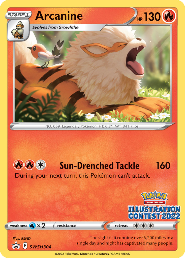 Promo illustration contest – Pokémon Arcanine - SWSH304 - Promo [Illustration Contest 2022] [swshp-SWSH304] [Non-Holo] - Arcanine - SWSH304 - Promo