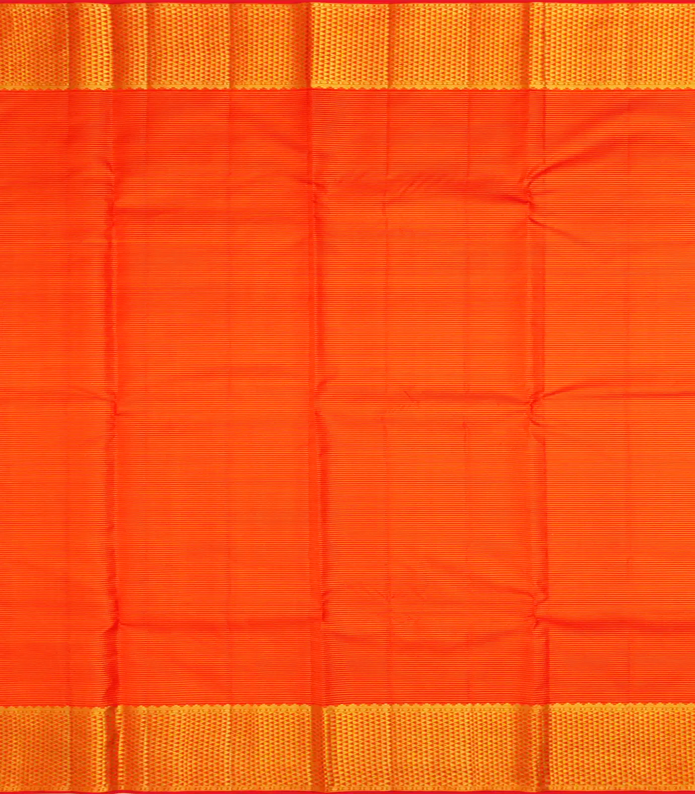 RmKV Orange Handloom Kanchipuram Vairaoosi Silk Saree With Half Diamond Motifs In Border-Orange - view 4