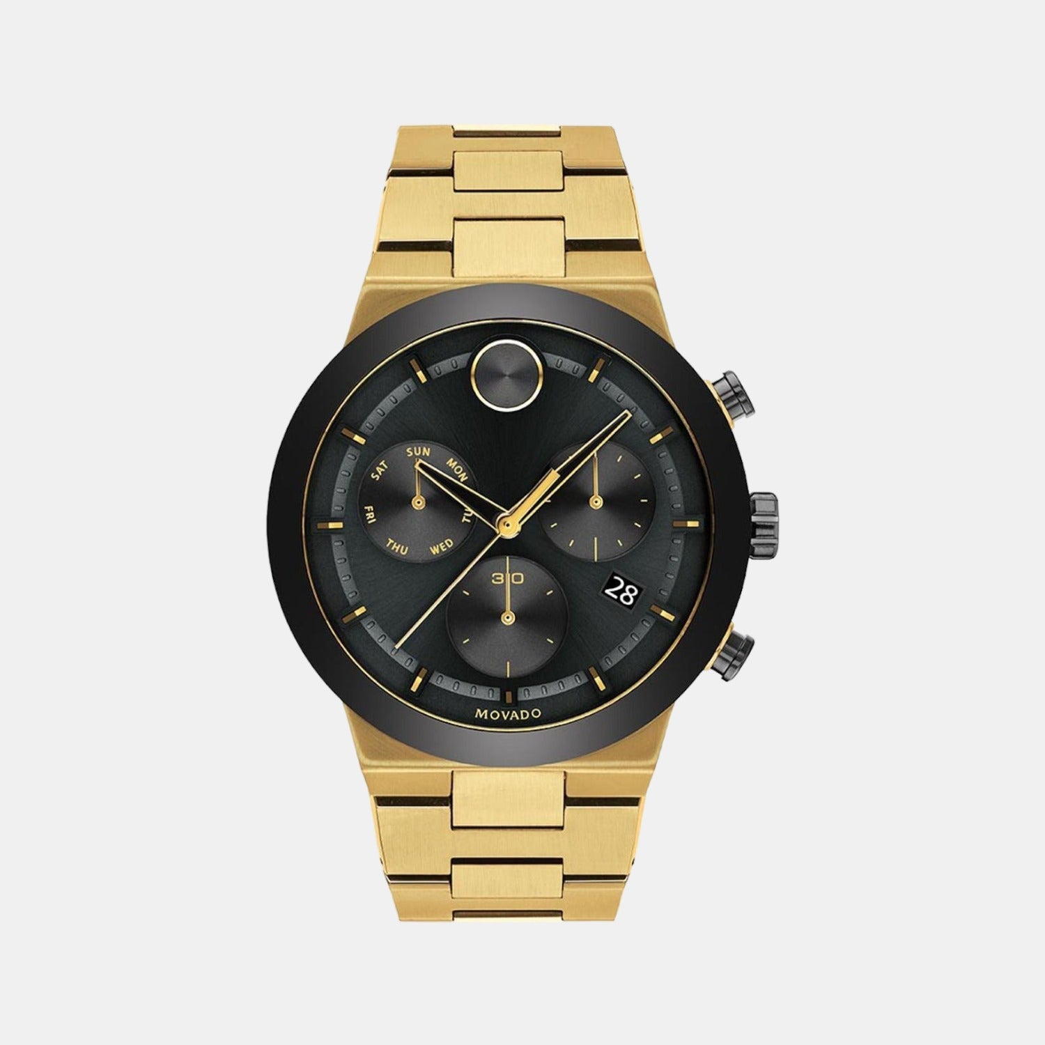 Movado Bold Men Quartz Black Dial Chronograph Stainless Steel Watch 3600731