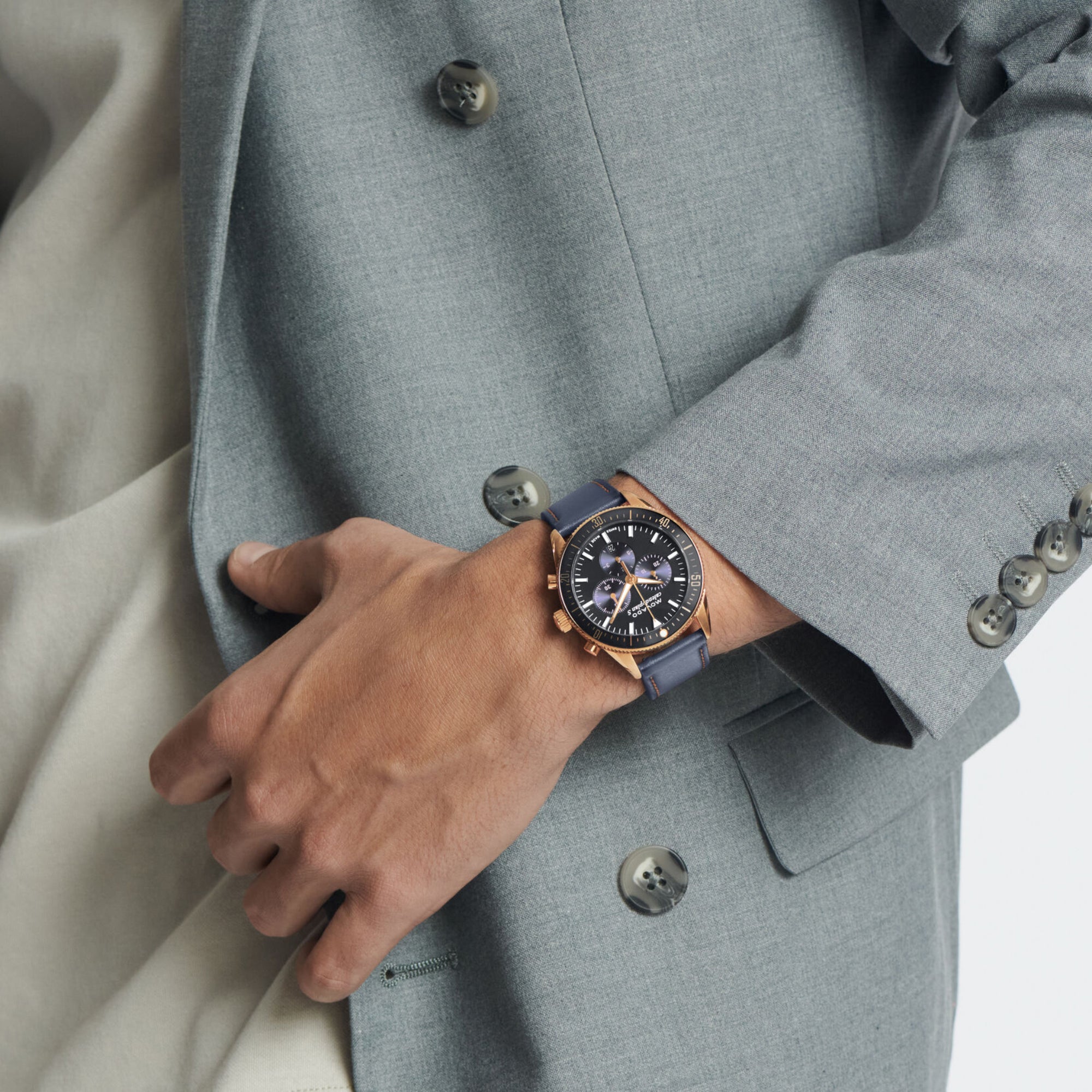 Movado Heritage Men Quartz Grey Dial Chronograph Leather Watch 3650168 - view 2