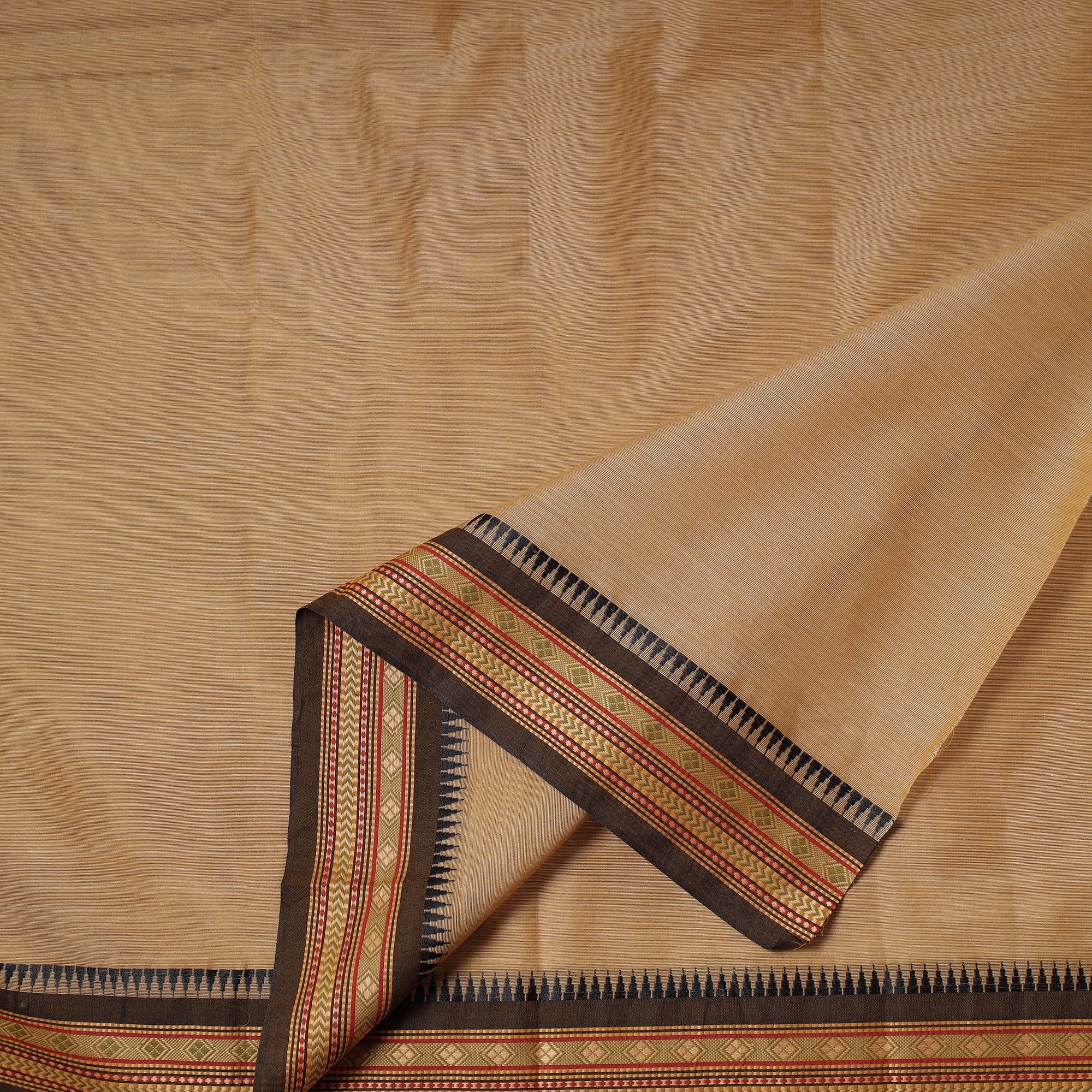 SOUTH KARGHA Brown - Kanchipuram Cotton Fabric with Zari Border - view 3