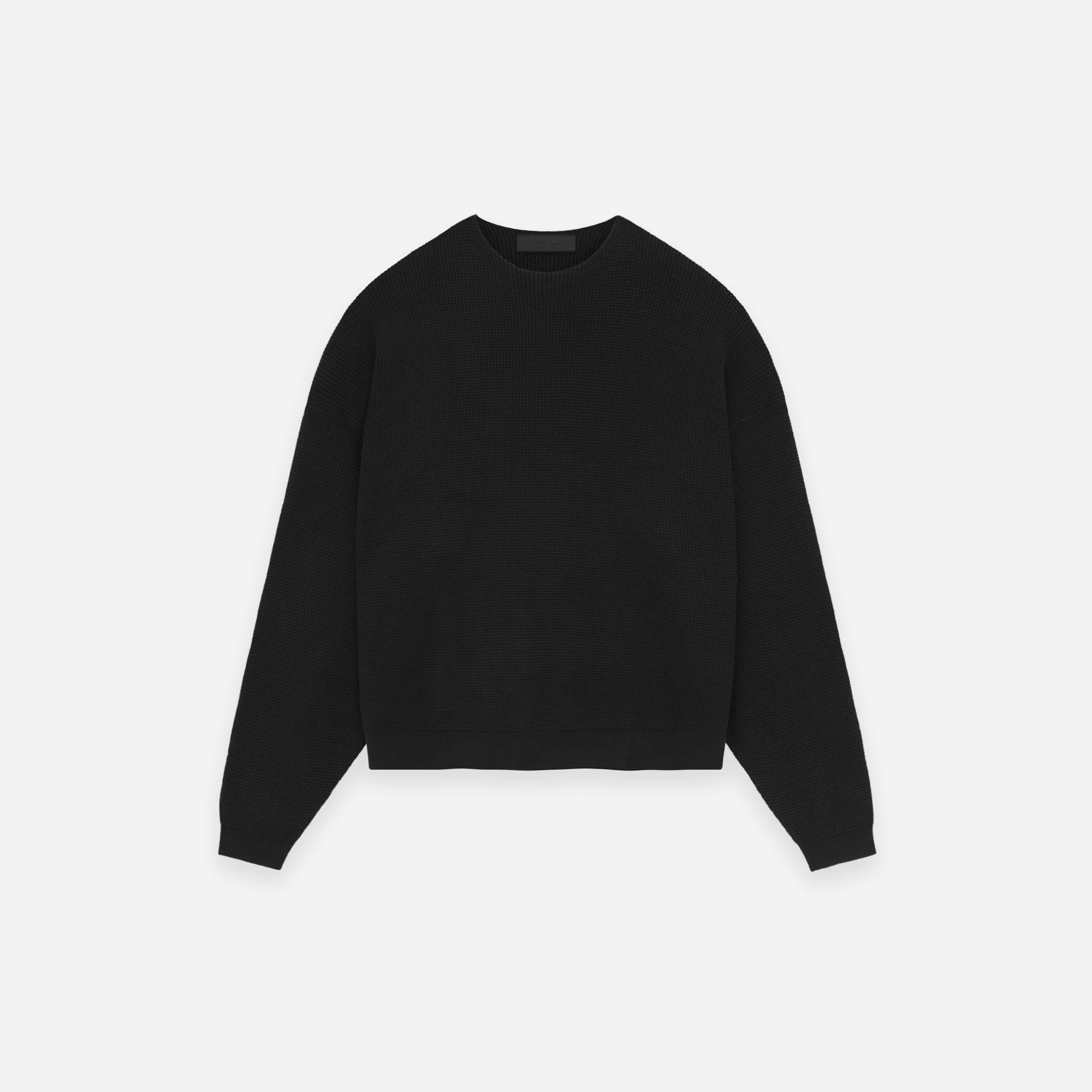 Fear Of God Essentials SS25 Waffle Crewneck Sweater Black - view 2