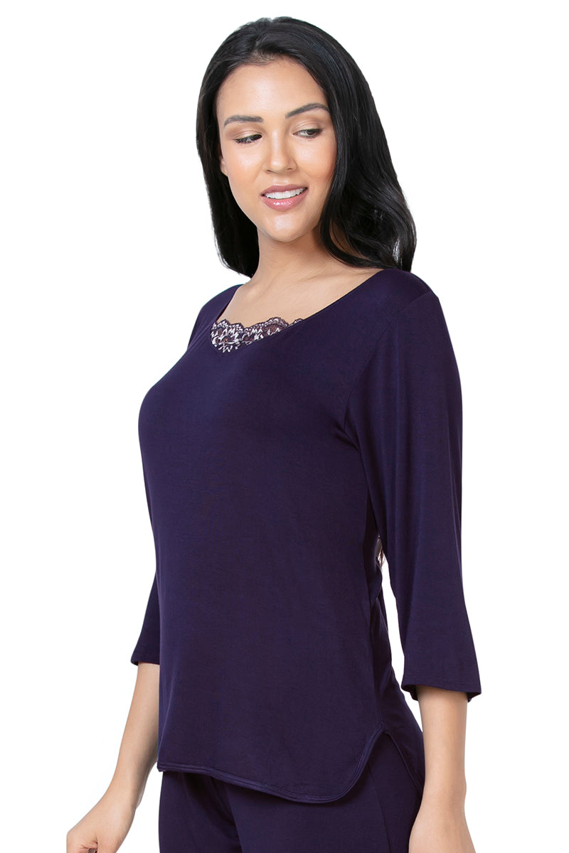 Amante Lace Touch Sleep Top - Midnight - view 3