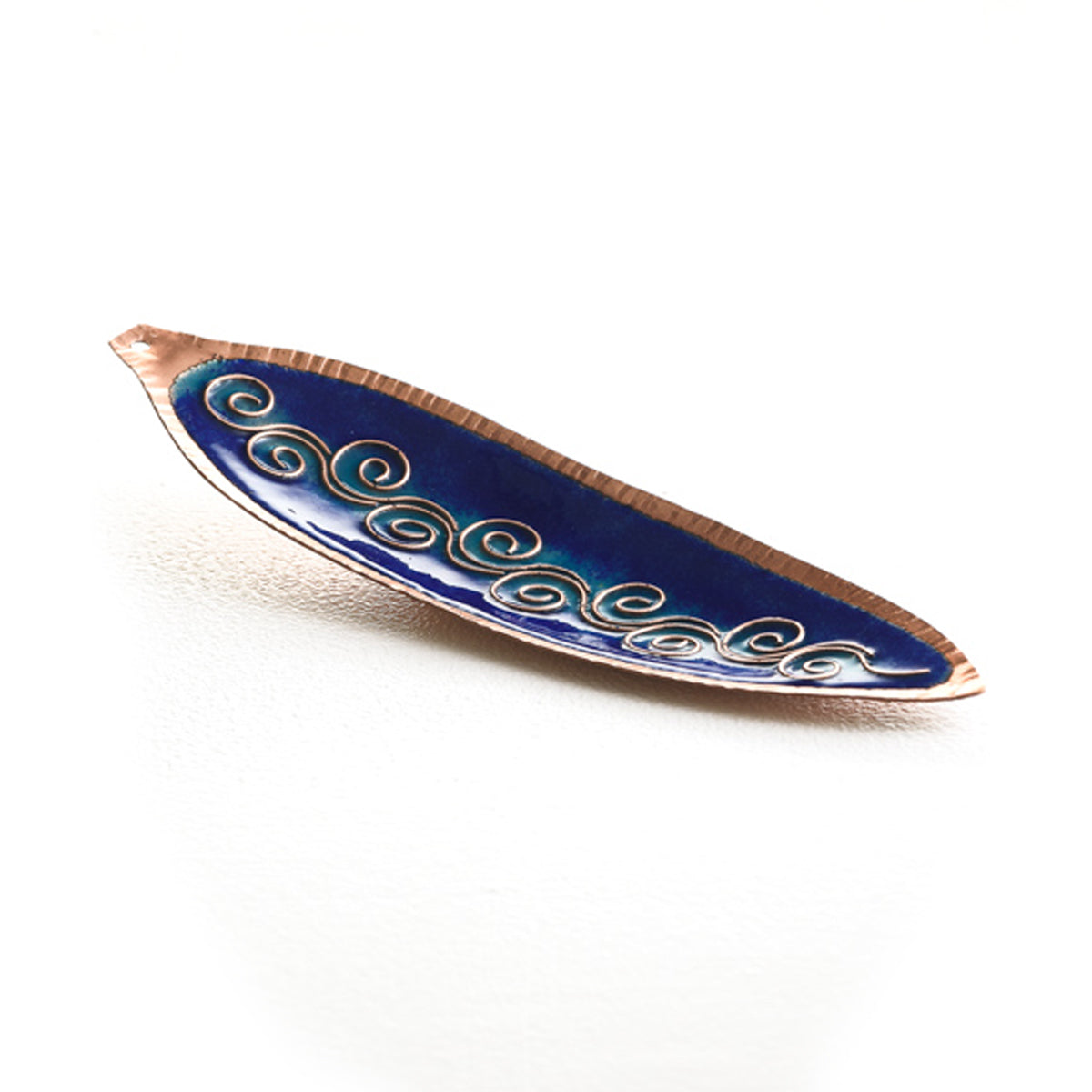 A Ganesha Plate, Kumkum and Agarbatti Holder Set in Copper Enamel by Ekibeki - Blue - view 2