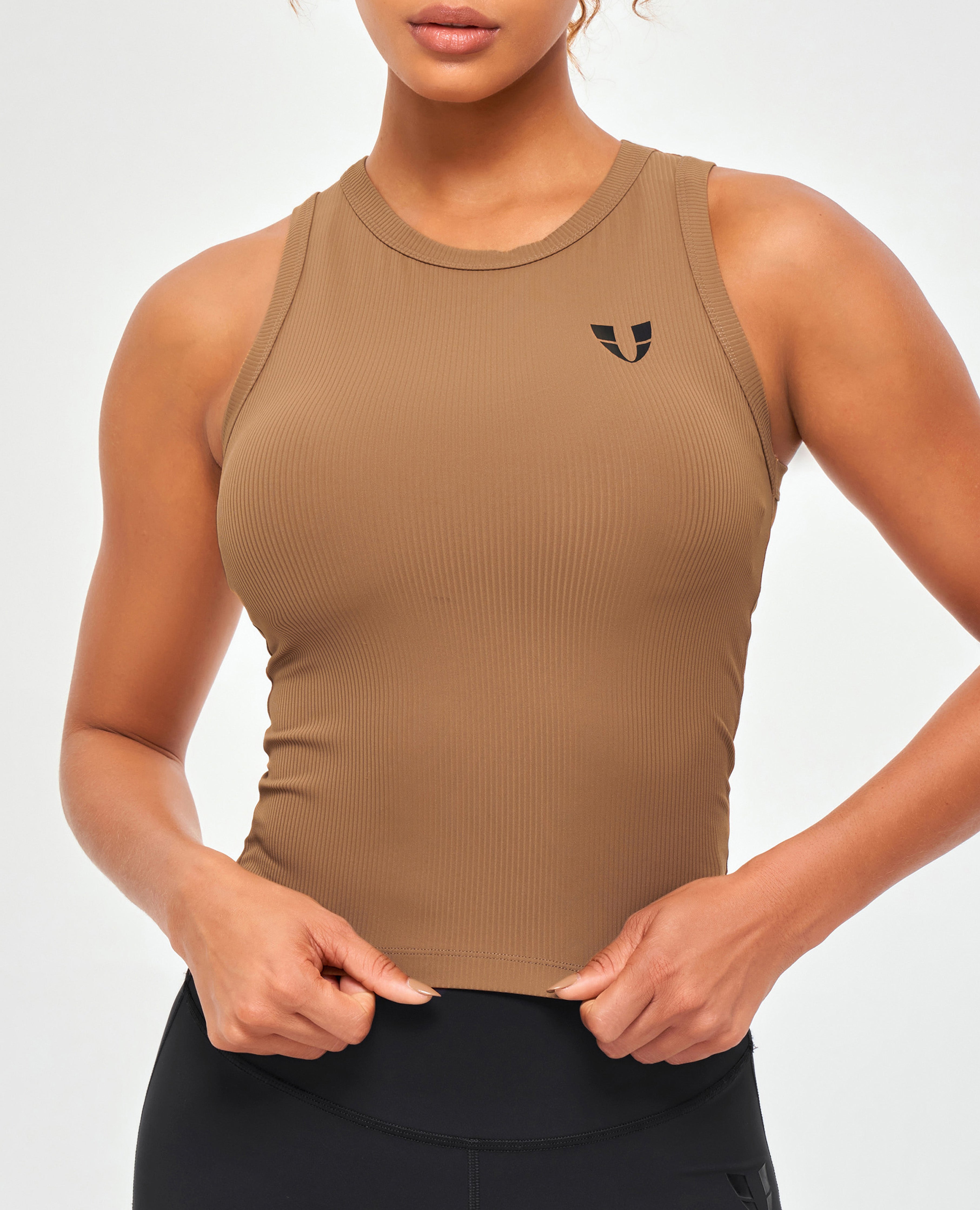 FIRM ABS Ribbed Workout Tank - Brown