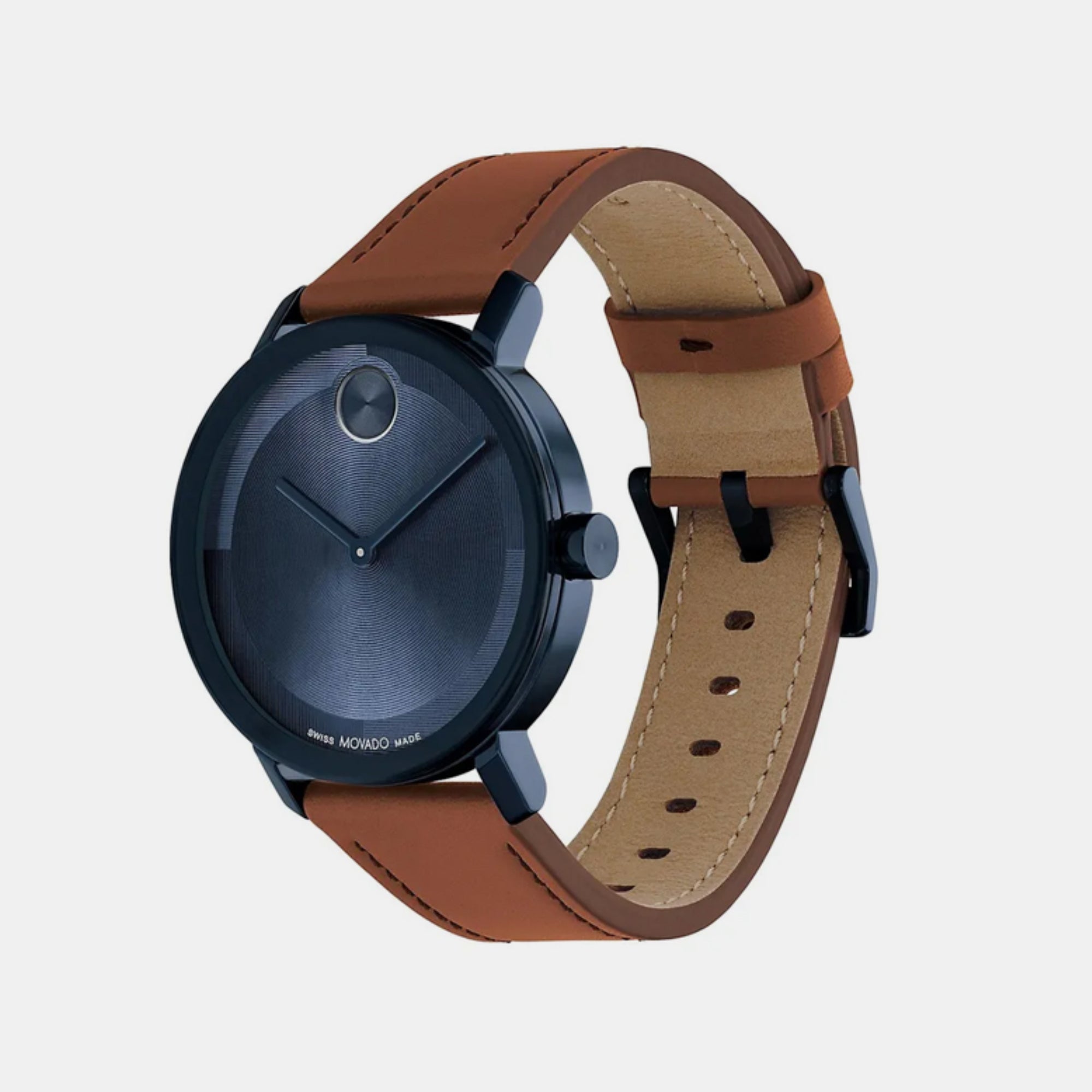 Movado Bold Men Quartz Blue Dial Analog Leather Watch 3601093 - view 2