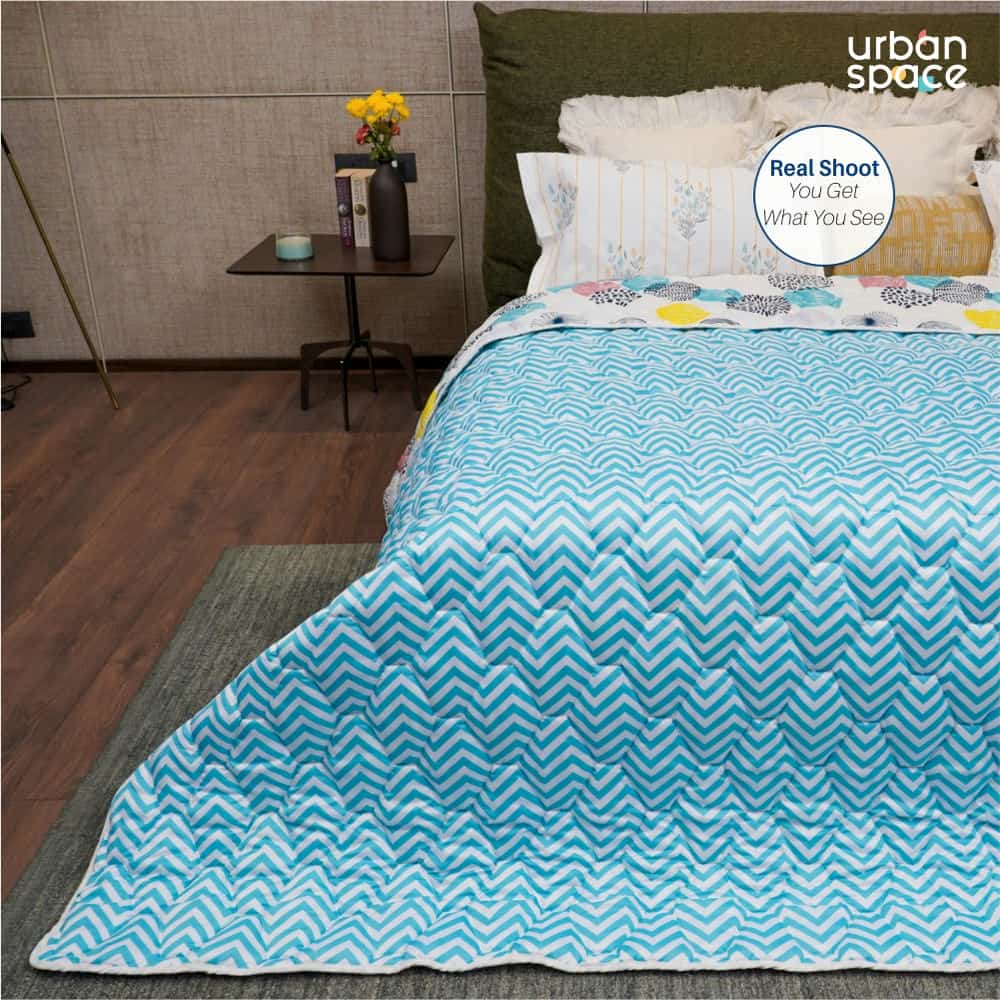 Urban Space -Home Furnishing Store Fluffy & Heavy 200 GSM Microfiber Reversible Quilted Winter Comforters (Turkey Blue-Single, Double)