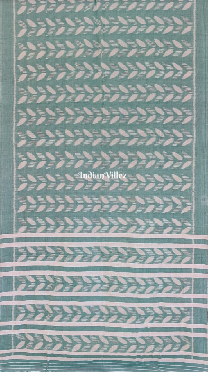 IndianVillèz Mint Green Odisha Ikat Sambalpuri Cotton Saree